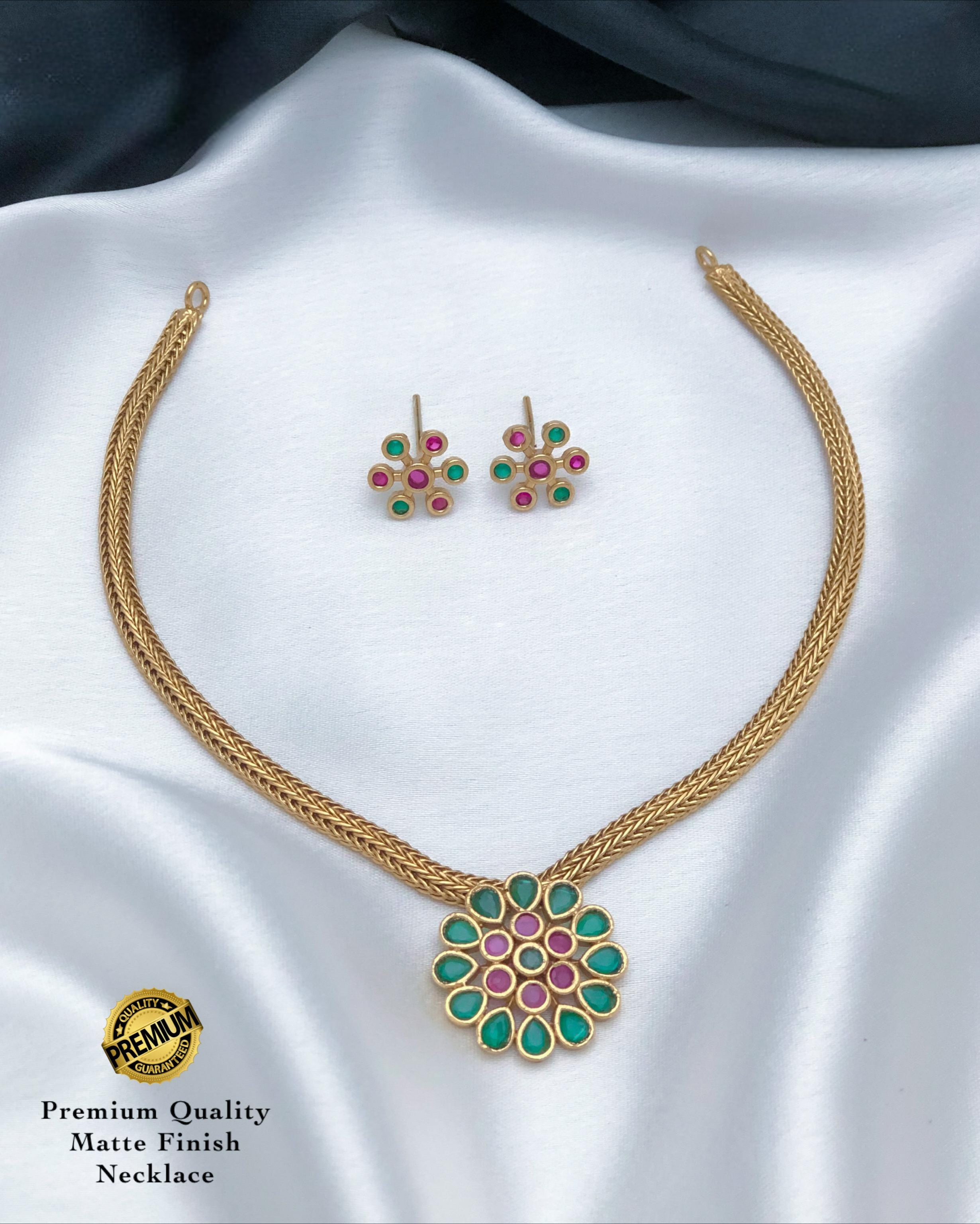 Floral Matte Finish Necklace Set