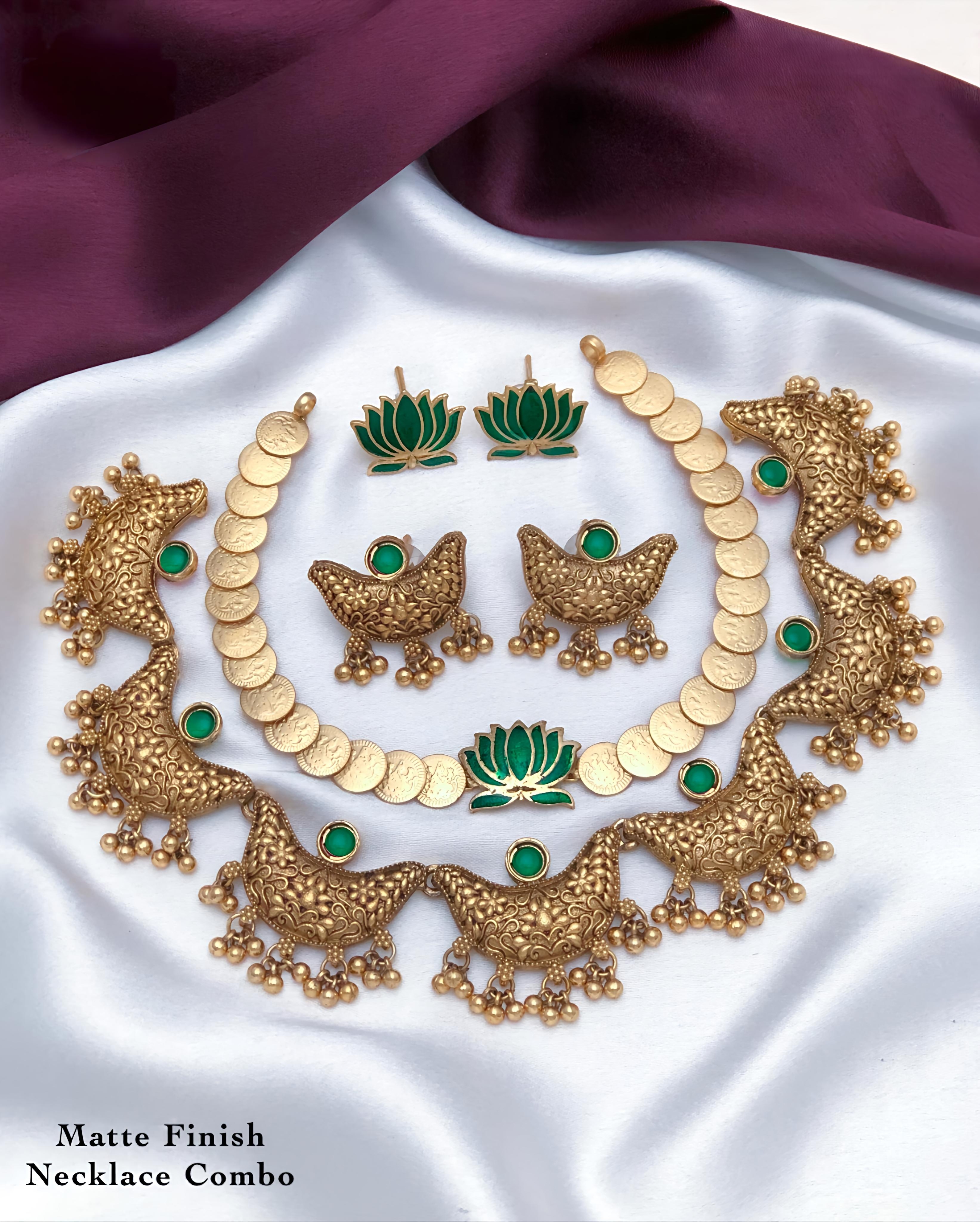 Antique Lotus and Half moon design Necklace Set