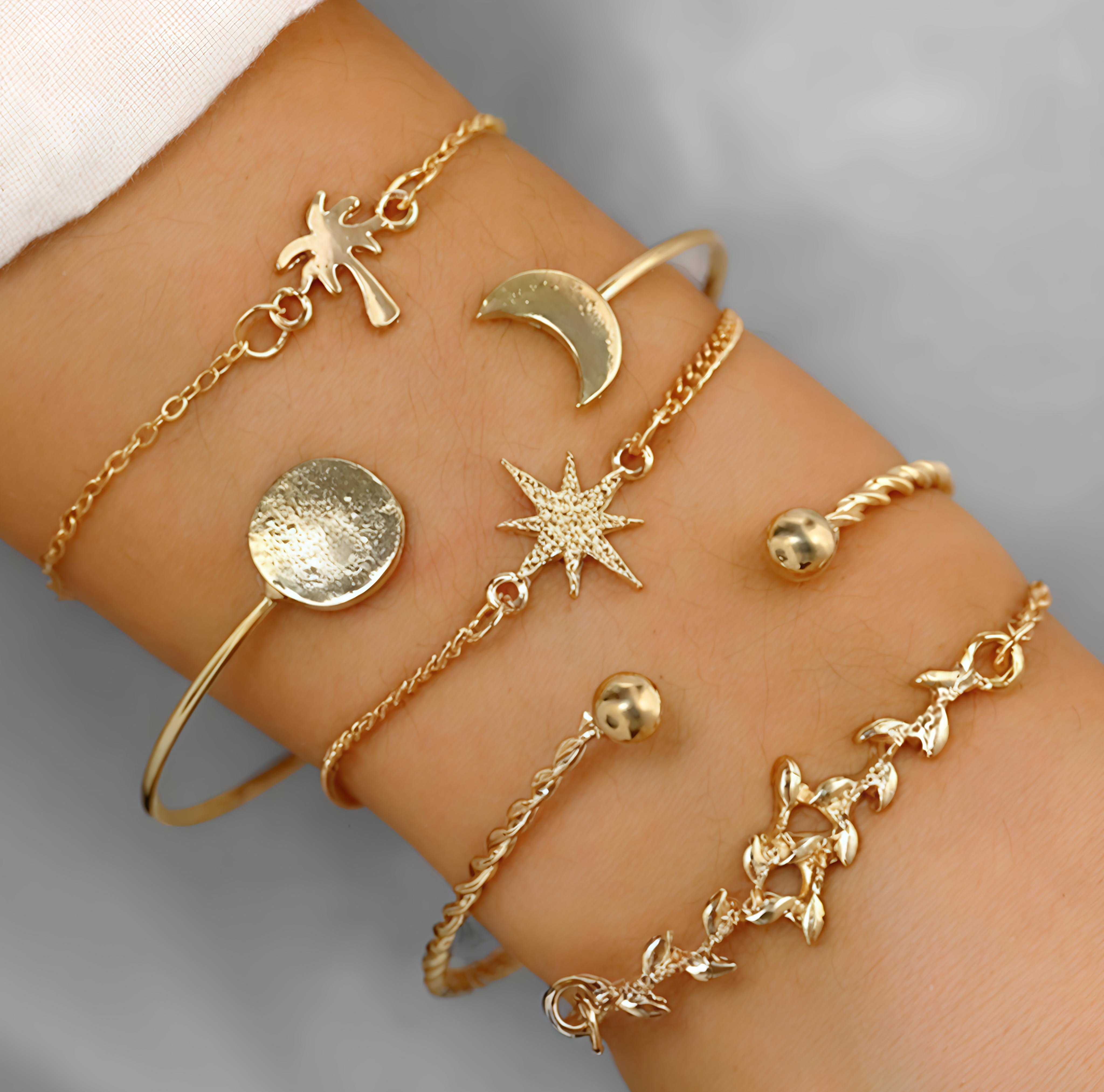 Boho Gold Bracelet Set (pack of 5)