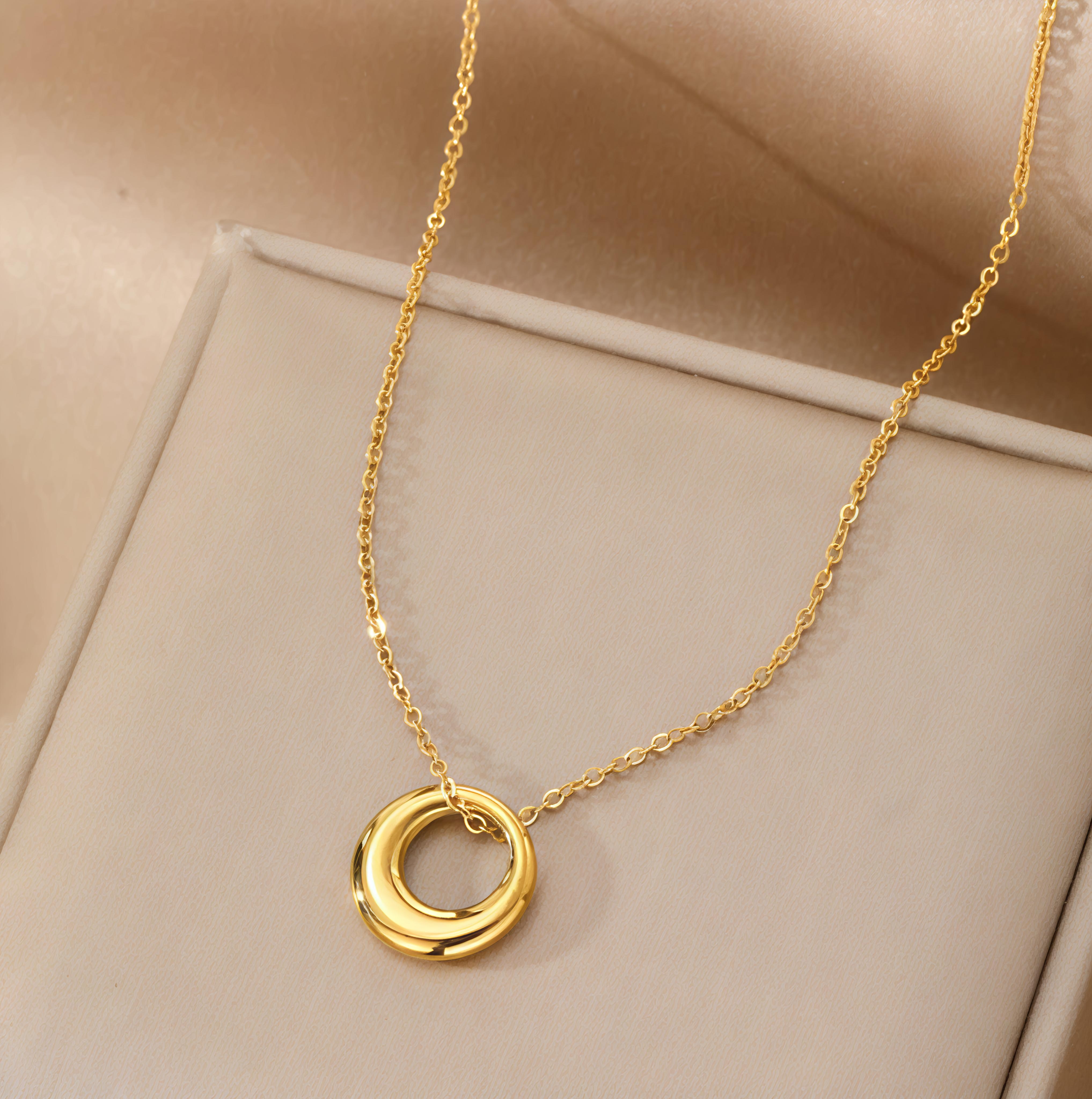 Gold Circle Pendant Necklace