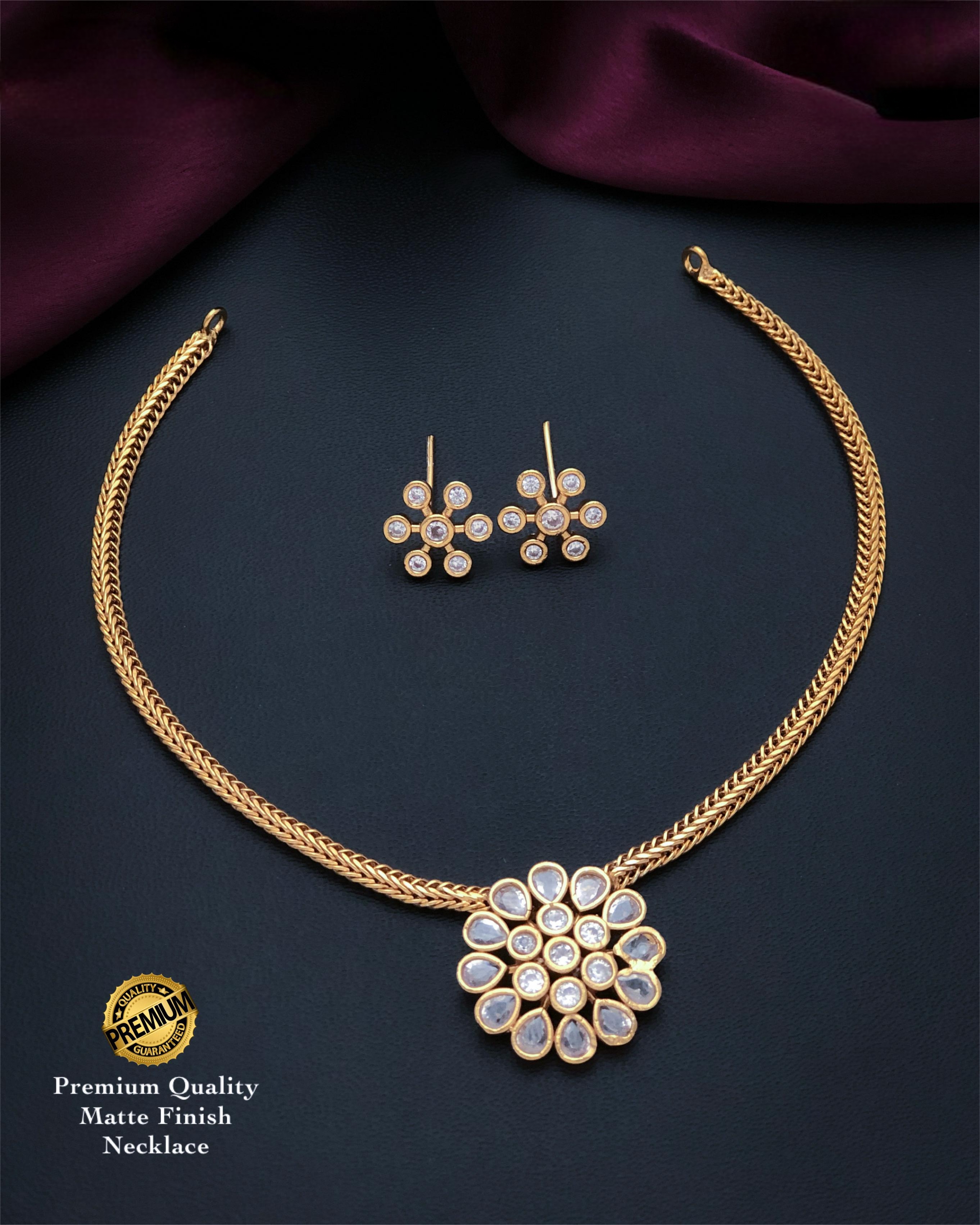 Floral Matte Finish Necklace Set