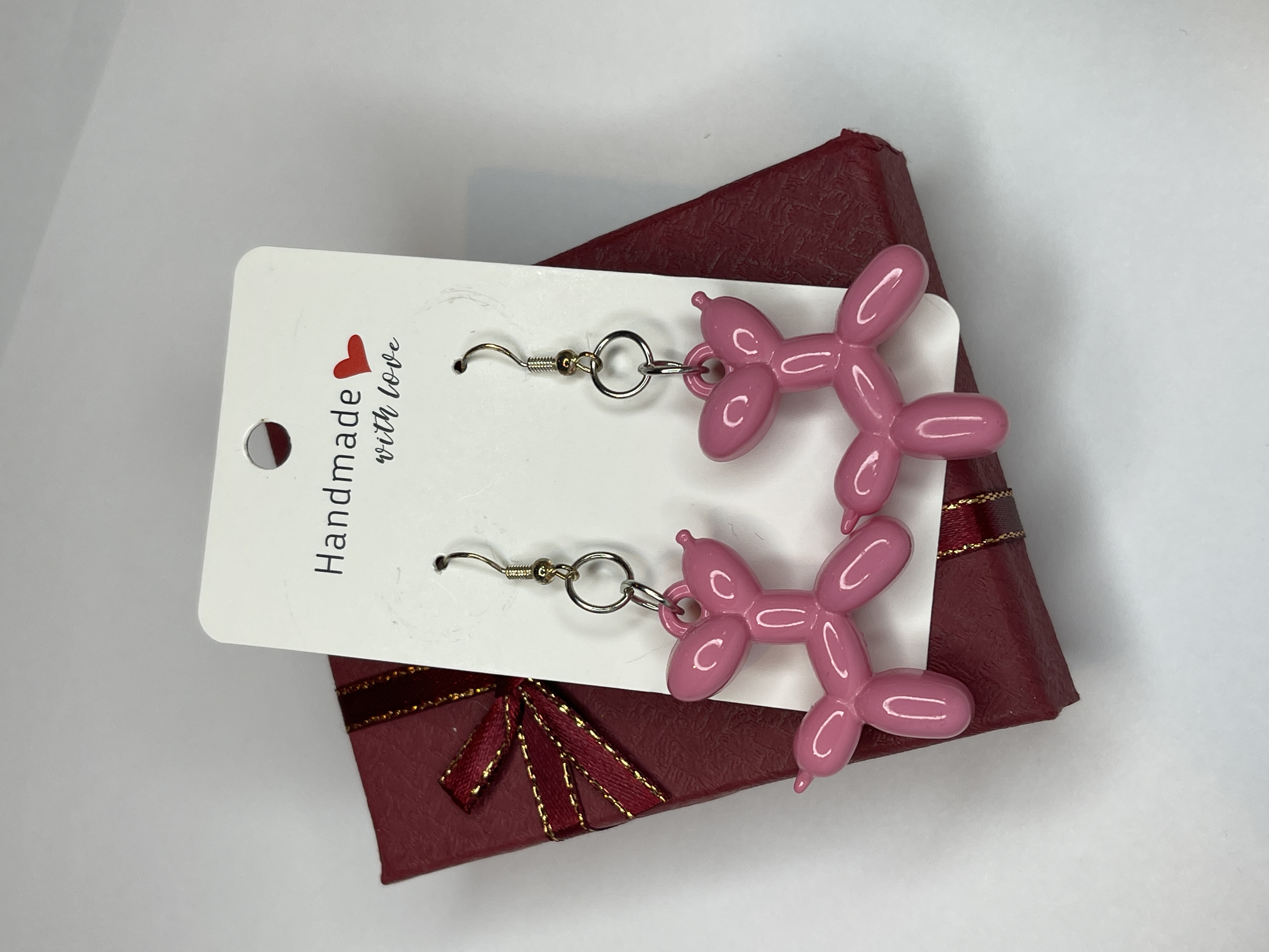 Pink Balloon Dog Earrings