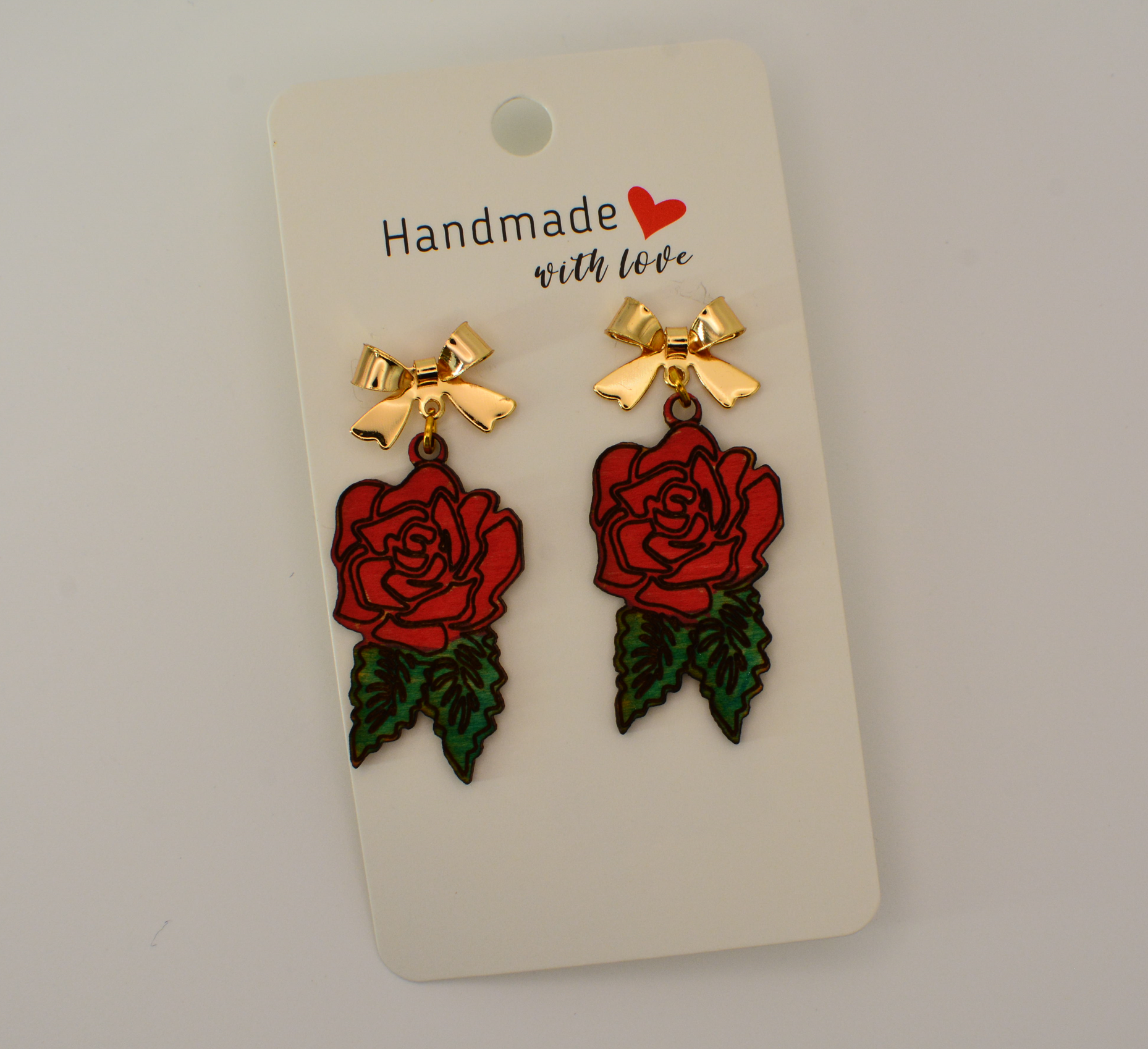 Rose With Bow Earrings