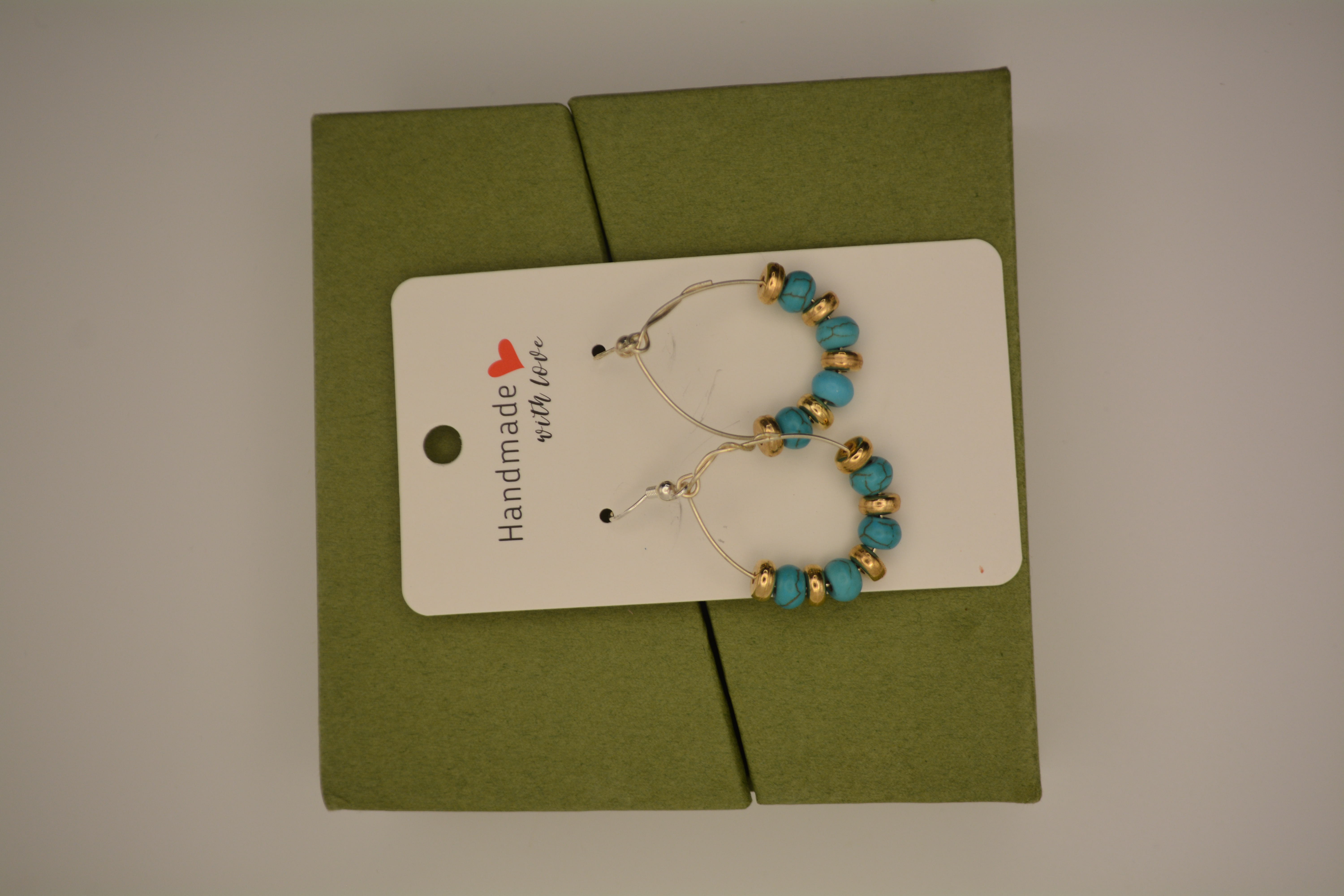 Turquoise Bead Hoop Earrings