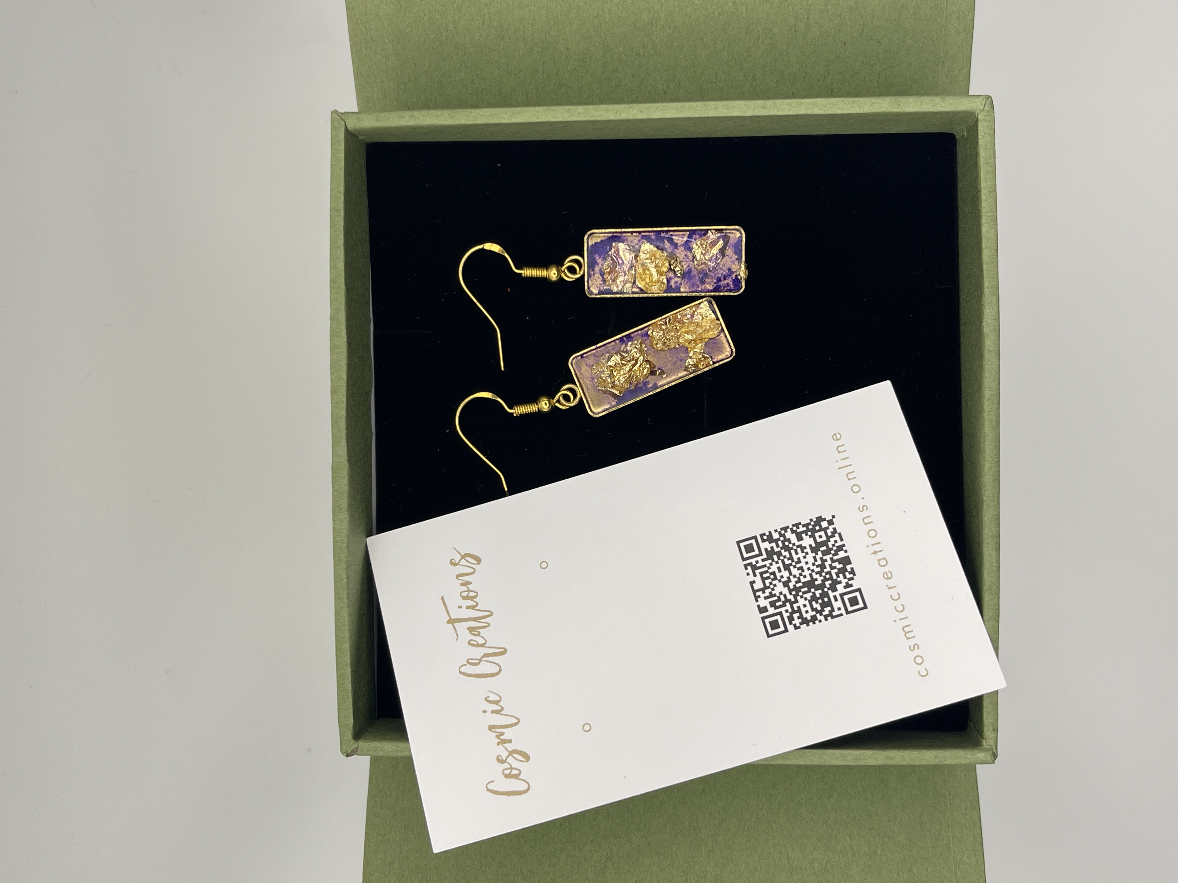 Handcrafted Purple Resin Earrings