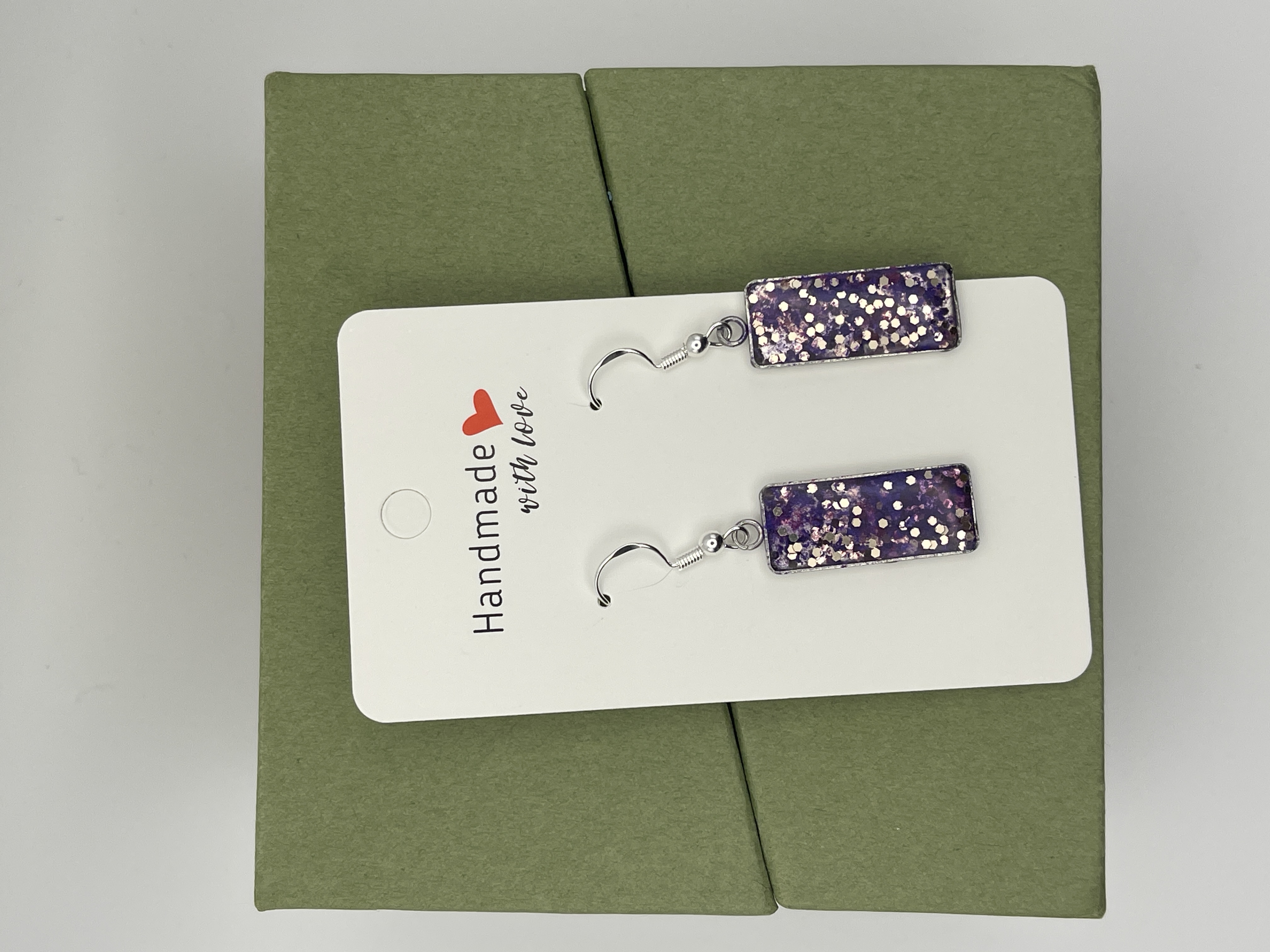 Handmade Purple Glitter Earrings