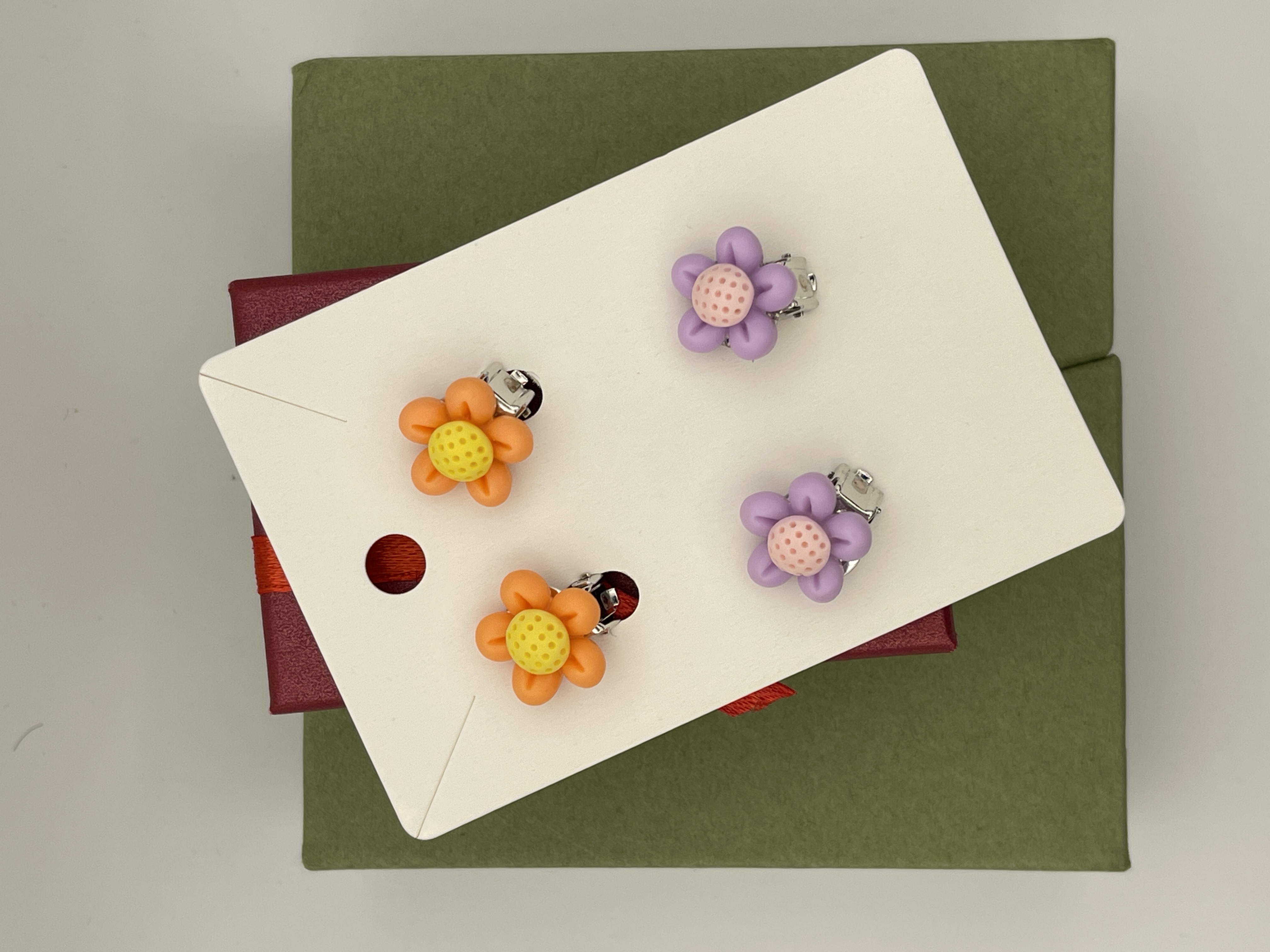 Colorful Flower Clip-On Earrings Set