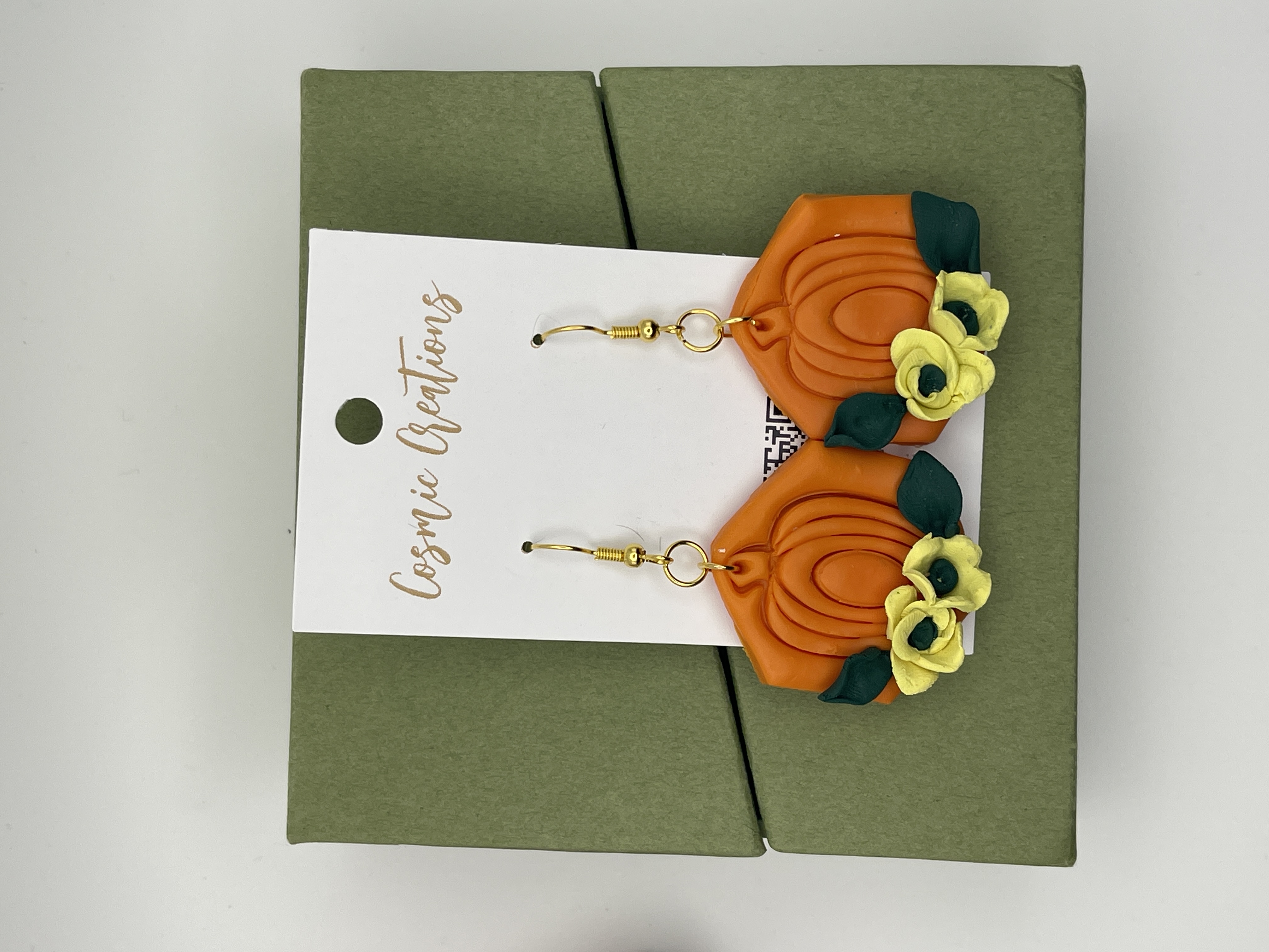 Handmade Floral Pumpkin Earrings