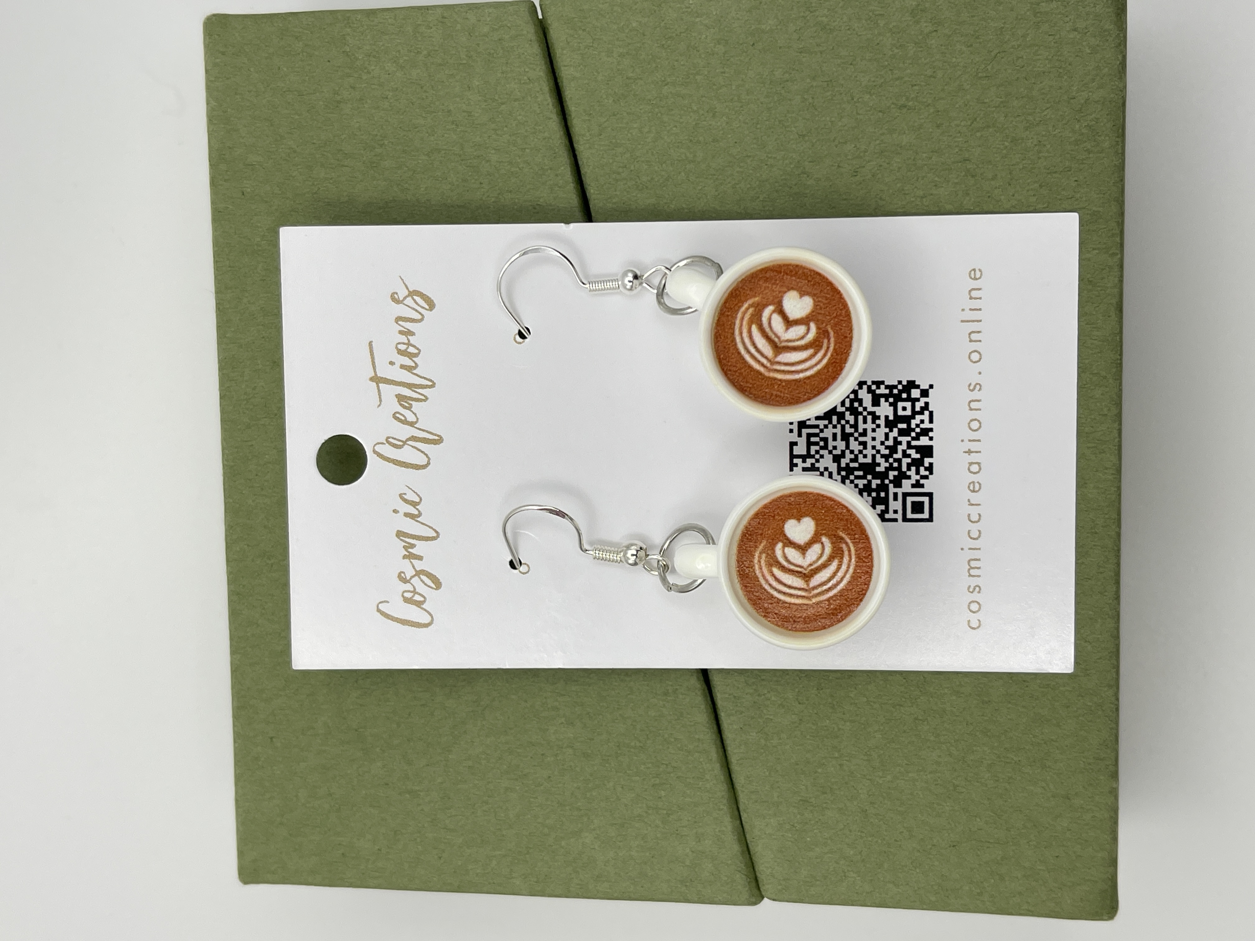 Latte Art Coffee Cup Earrings