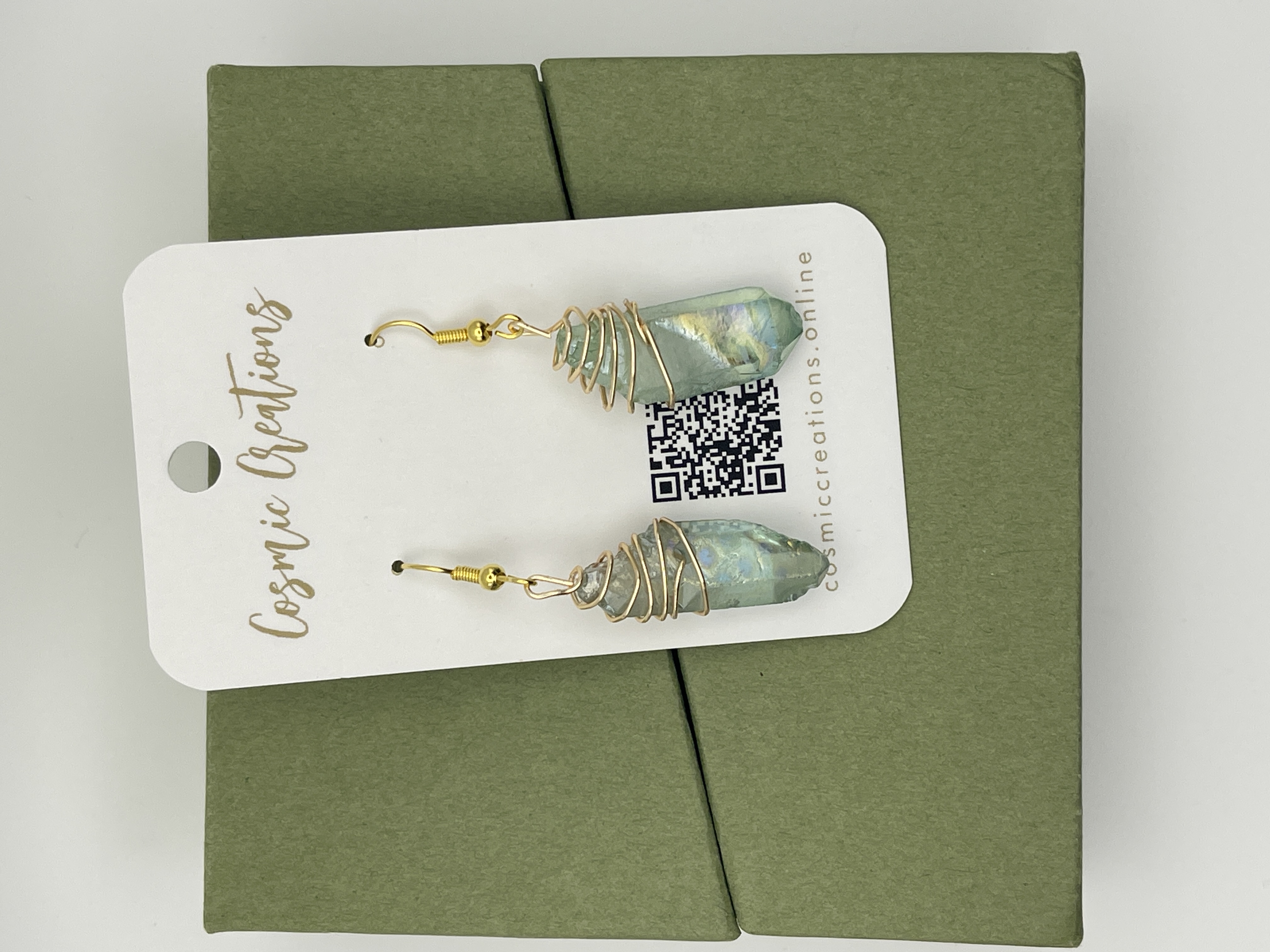 Handcrafted Green Quartz Stone Earrings