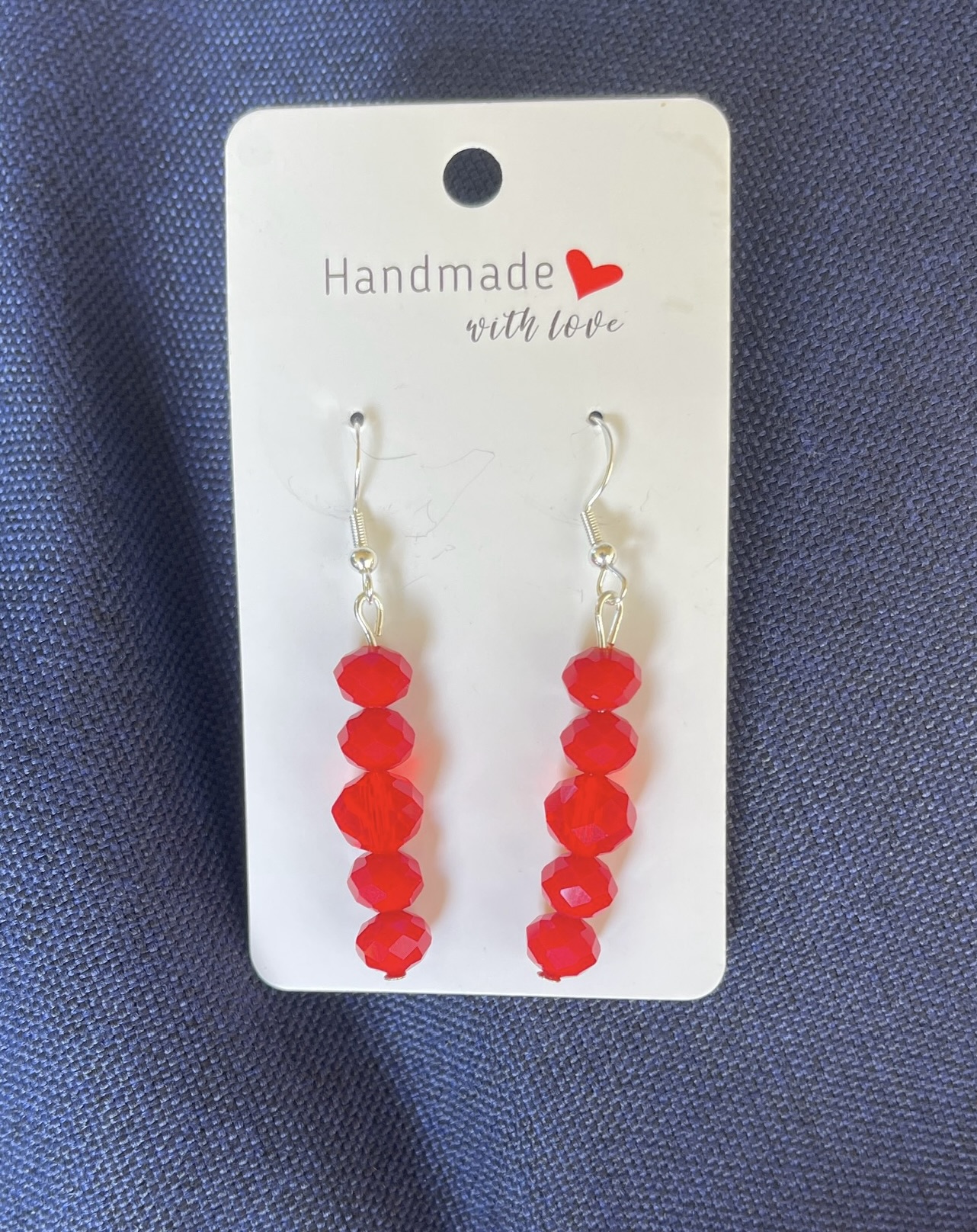 Red Beaded Dangle Earrings