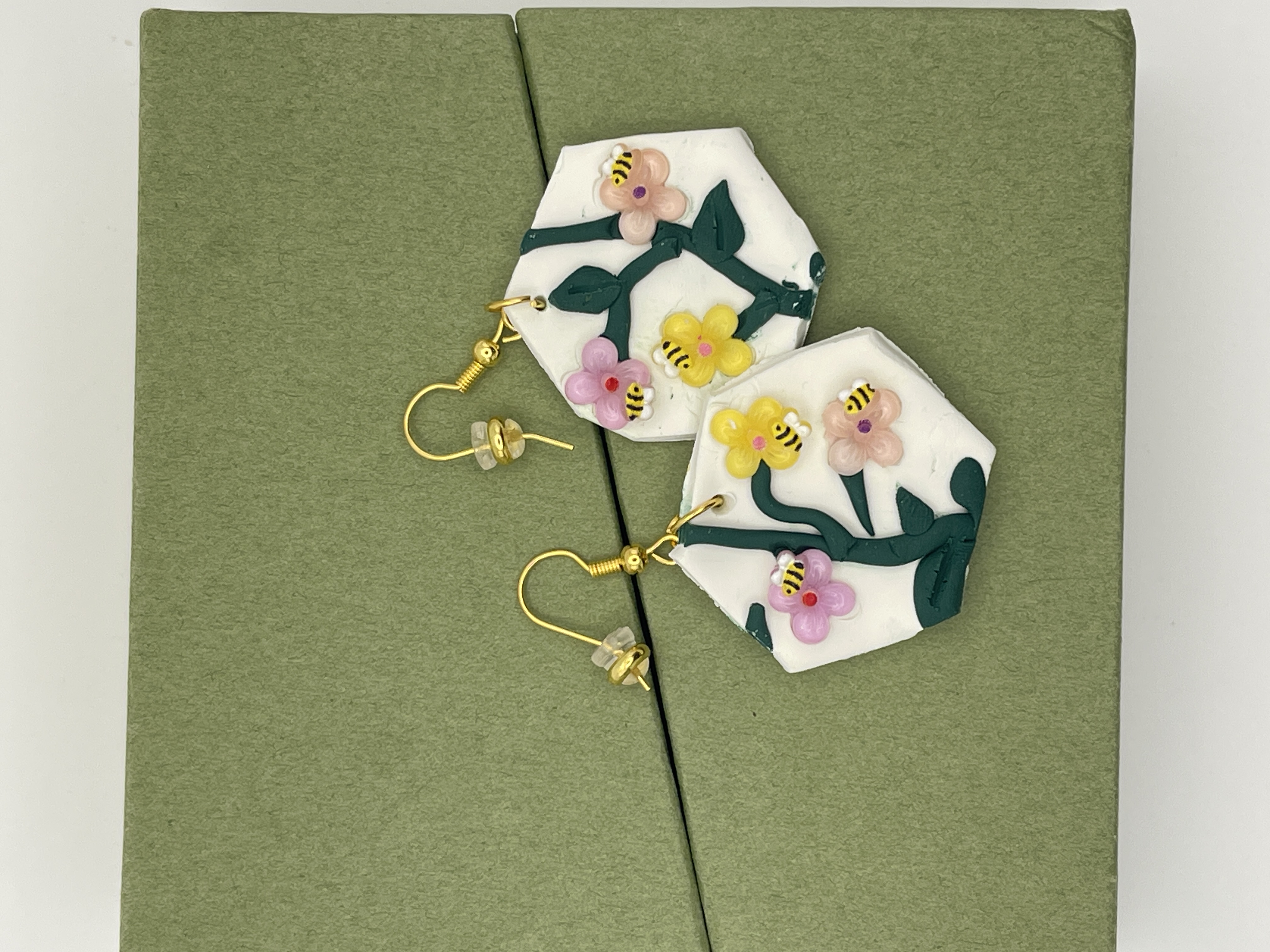 Handmade Floral Bee Earrings