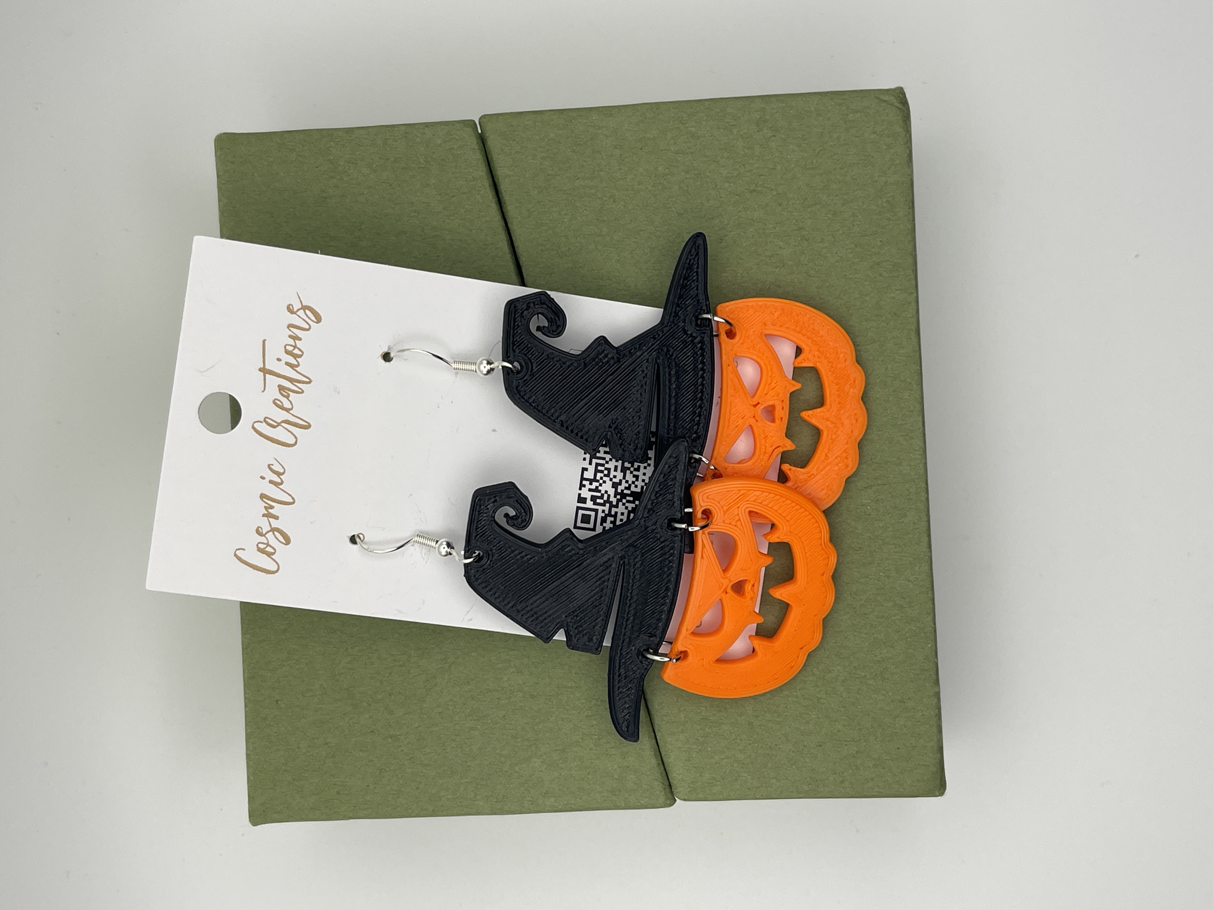 Halloween Witch Hat and Pumpkin Earrings