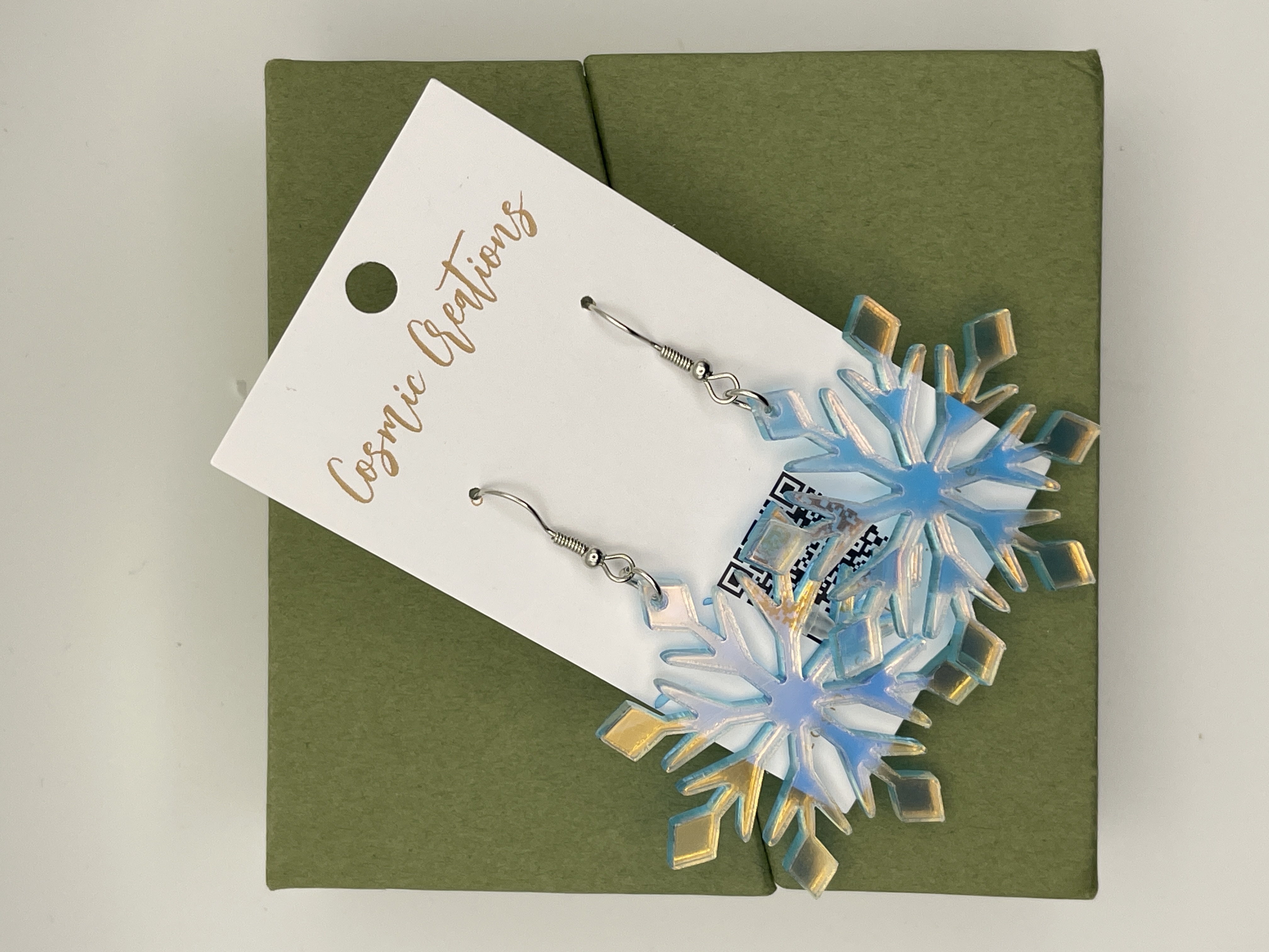 Iridescent Snowflake Earrings