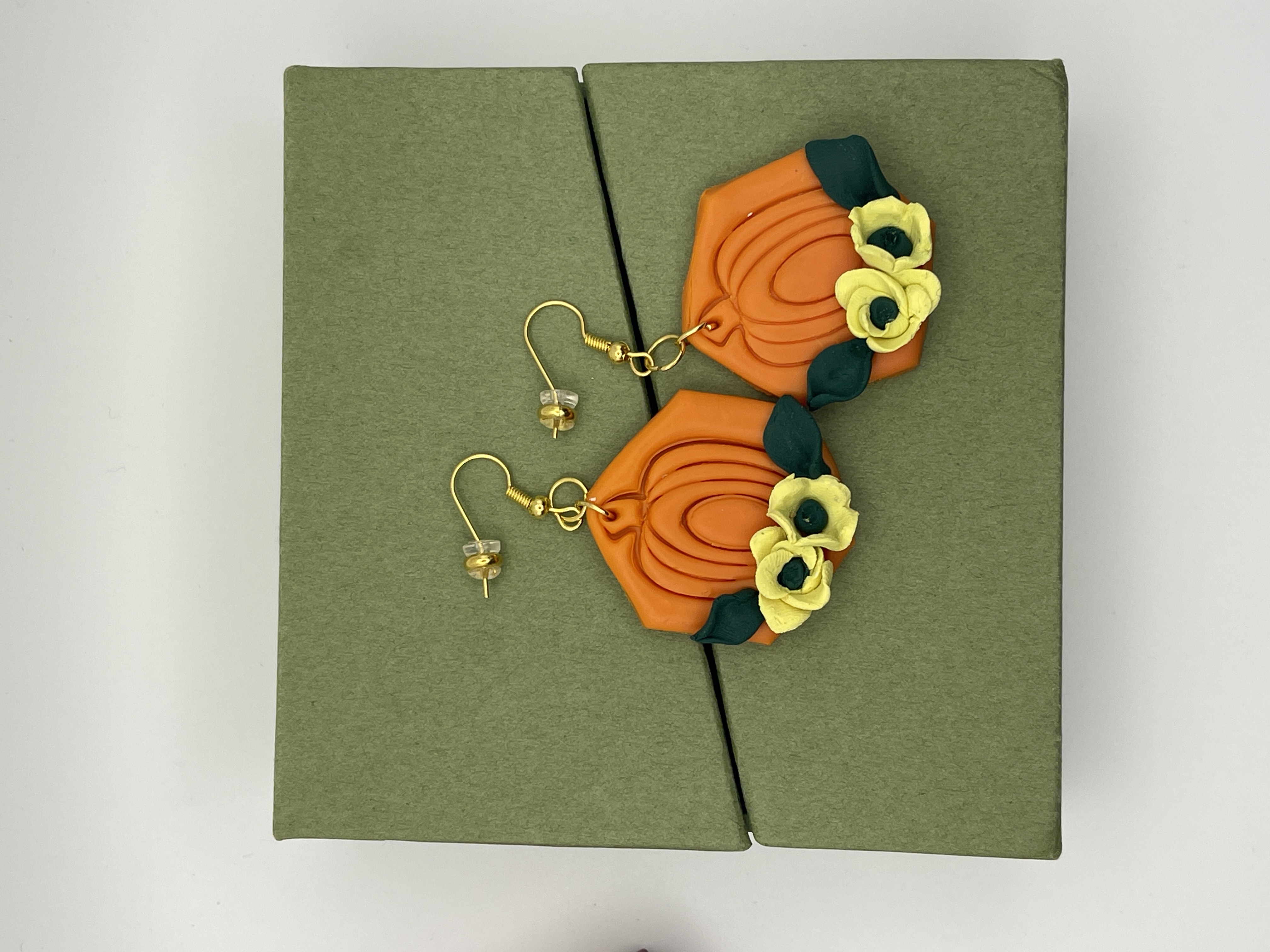 Handmade Floral Pumpkin Earrings