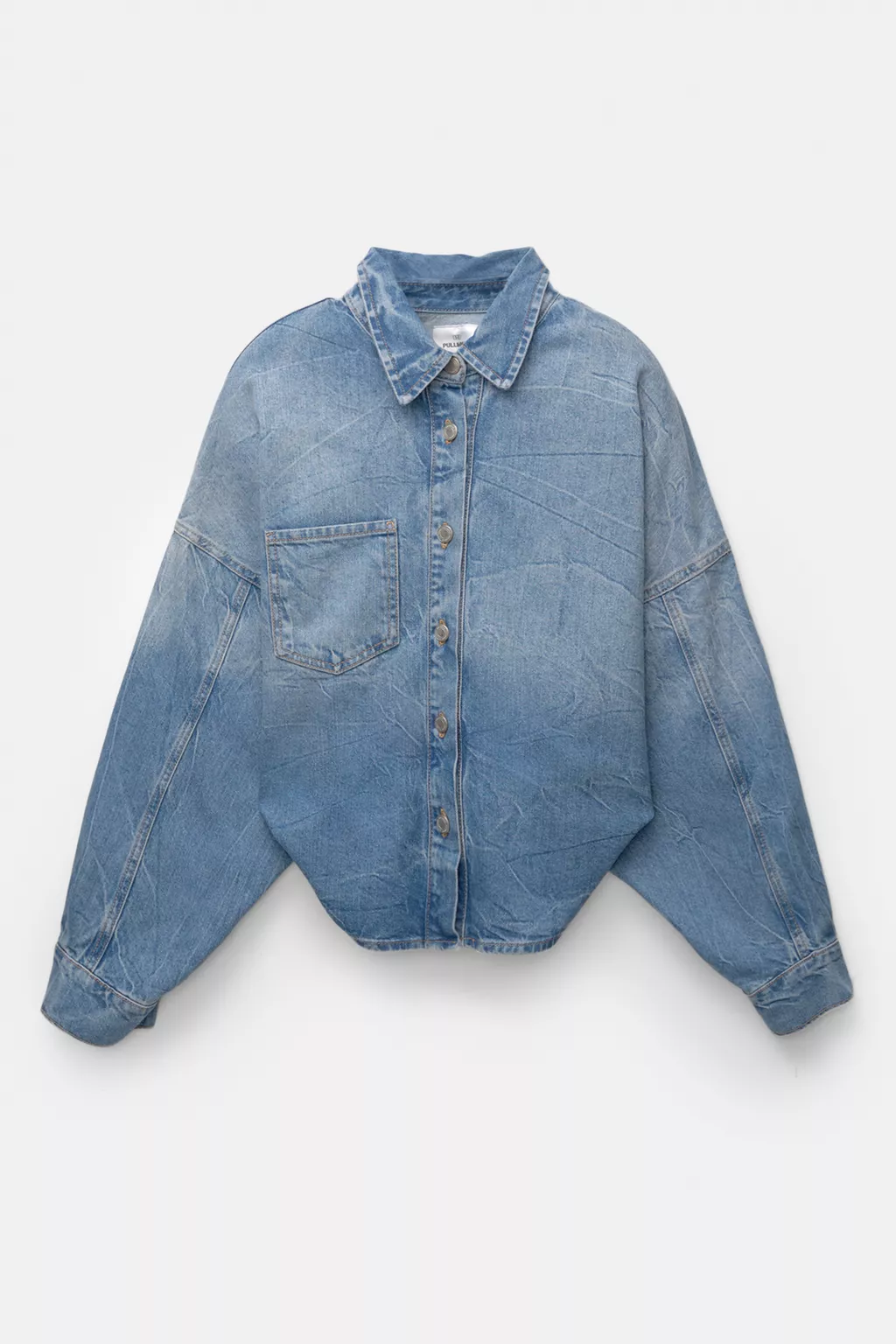Cropped back denim shirt