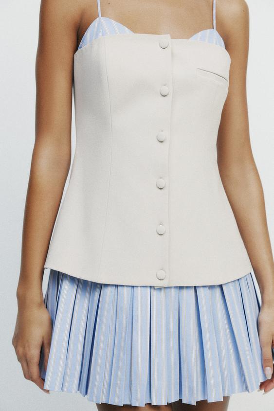 SHORT POPLIN CONTRAST DRESS