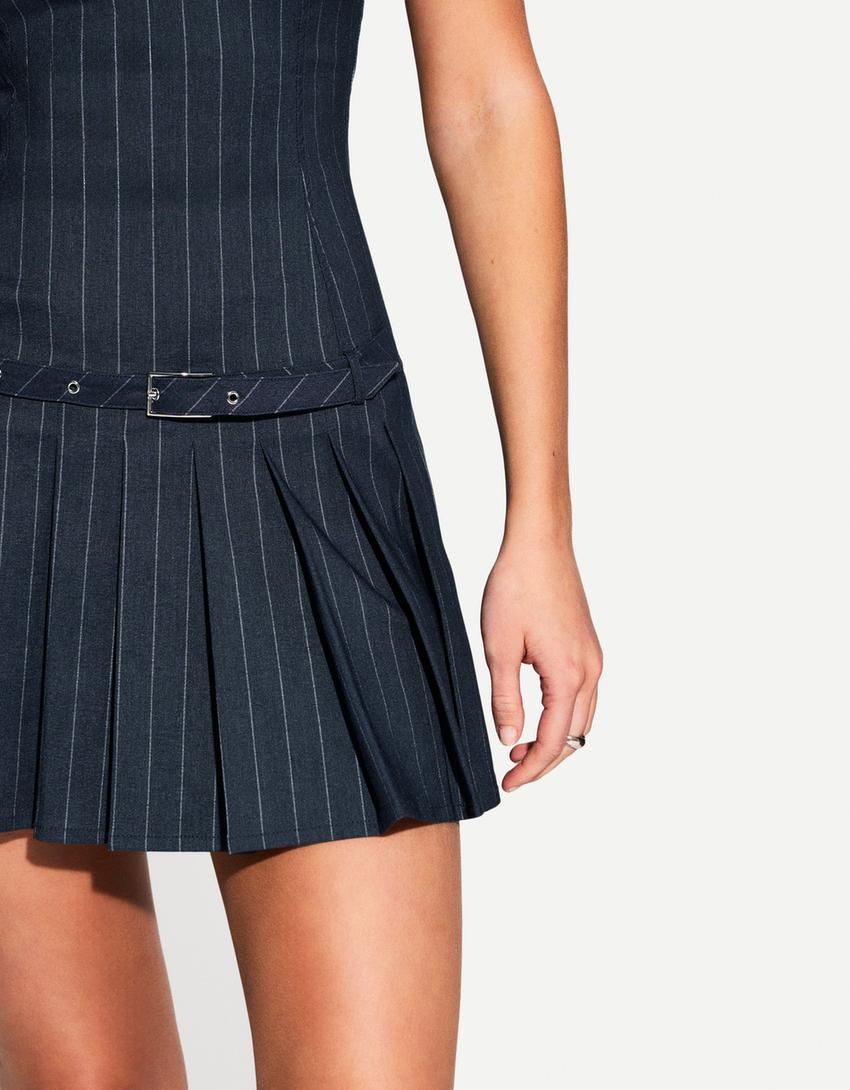 Mini dress with tie belt