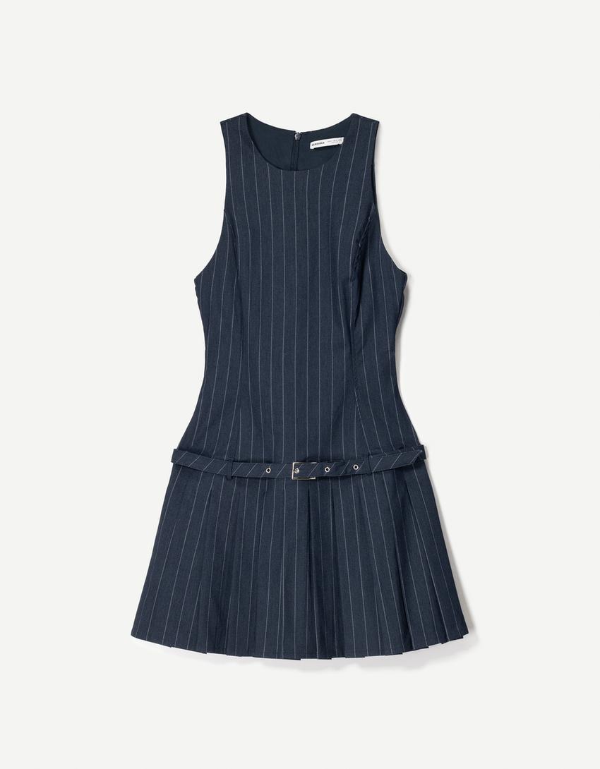 Mini dress with tie belt