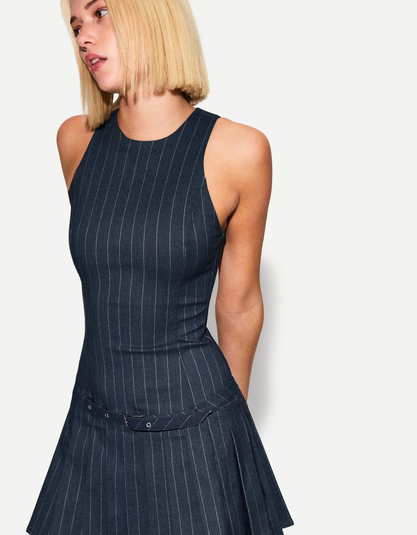 Mini dress with tie belt