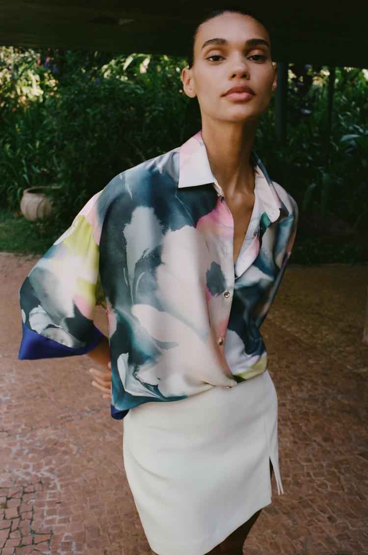 PRINTED SATIN SHIRT