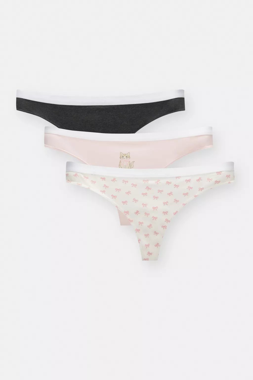 3-pack of cat print thongs