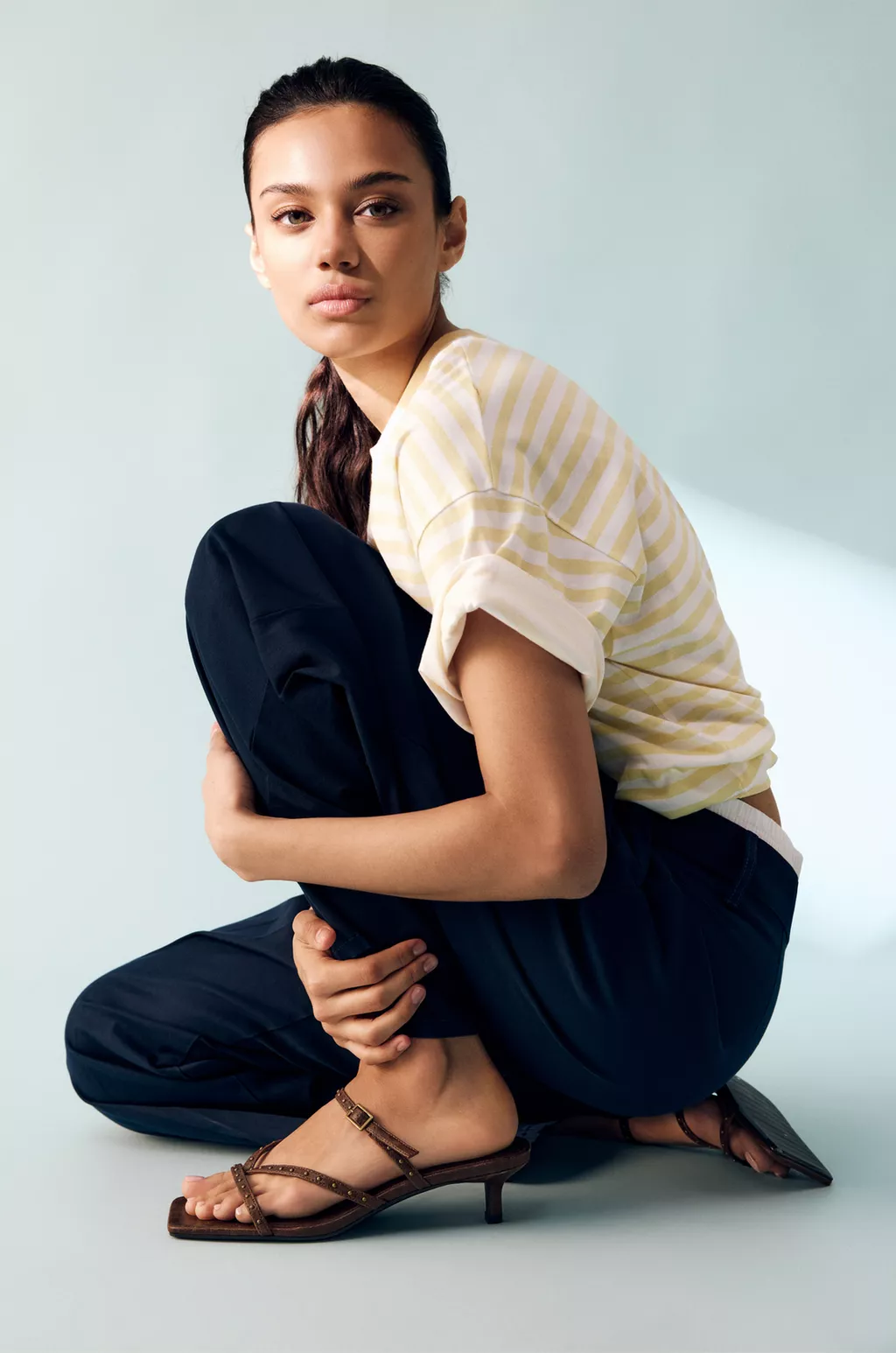 Heeled sandals with studs