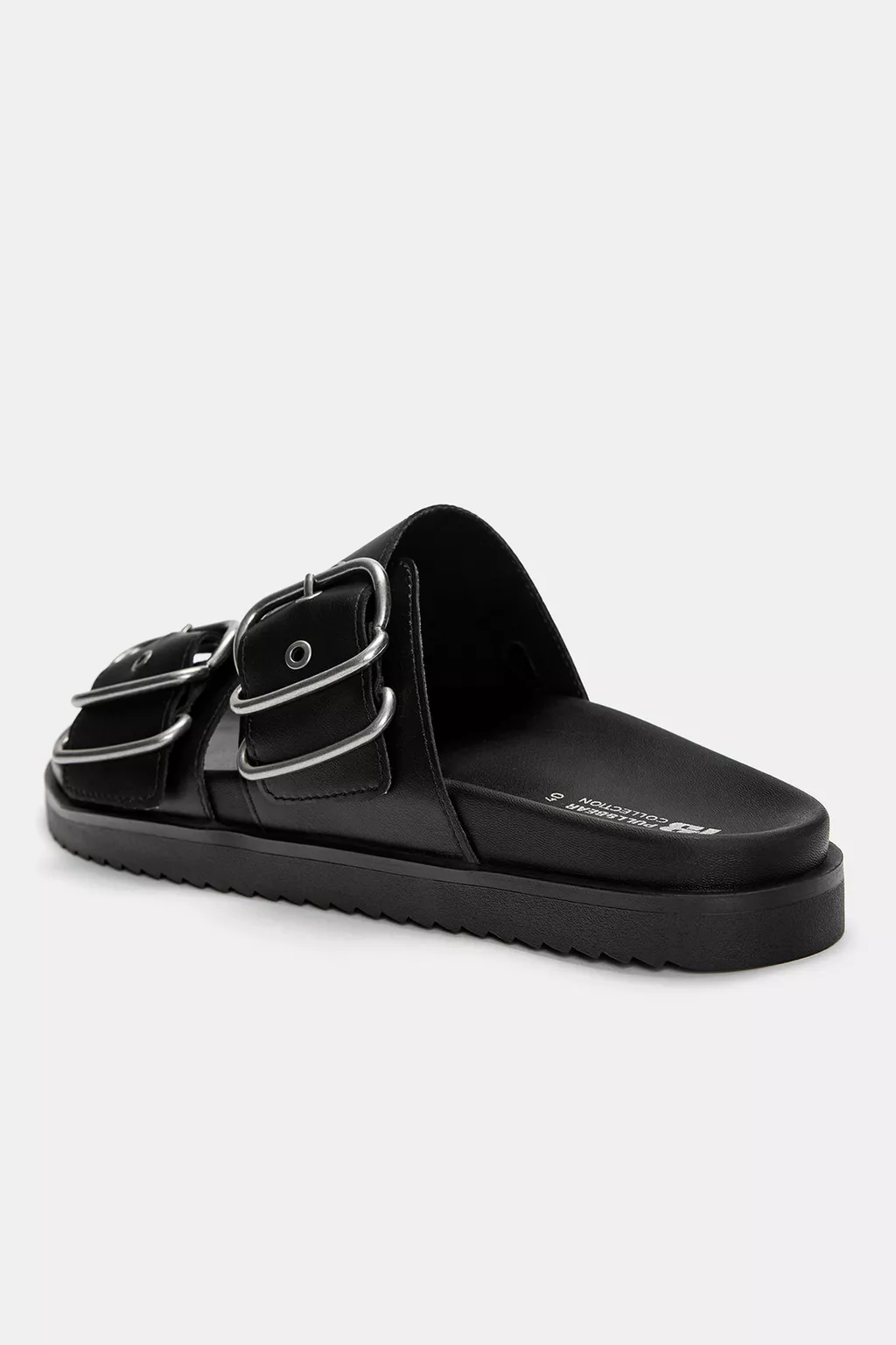 Flat slider sandals with buckles
