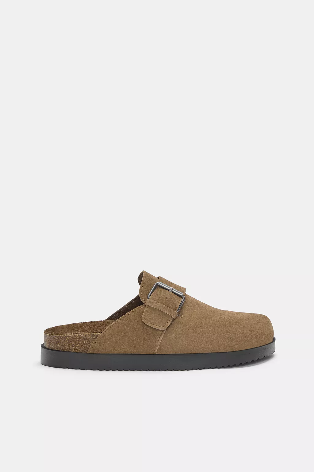 Leather clogs with buckle