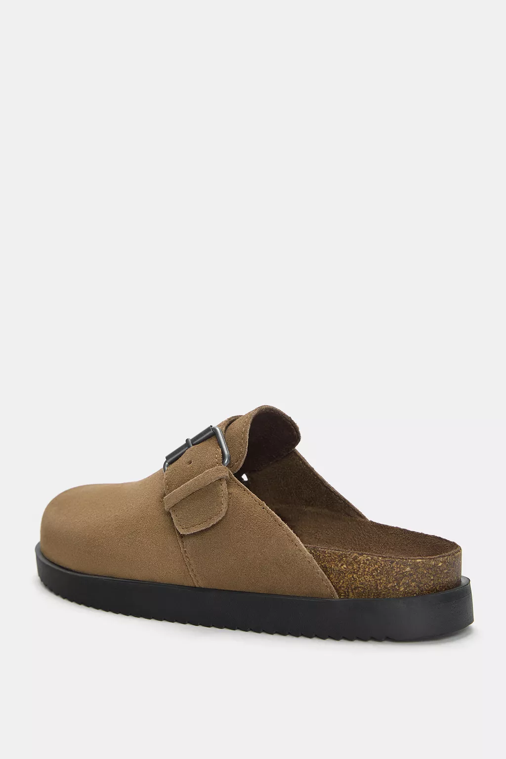 Leather clogs with buckle