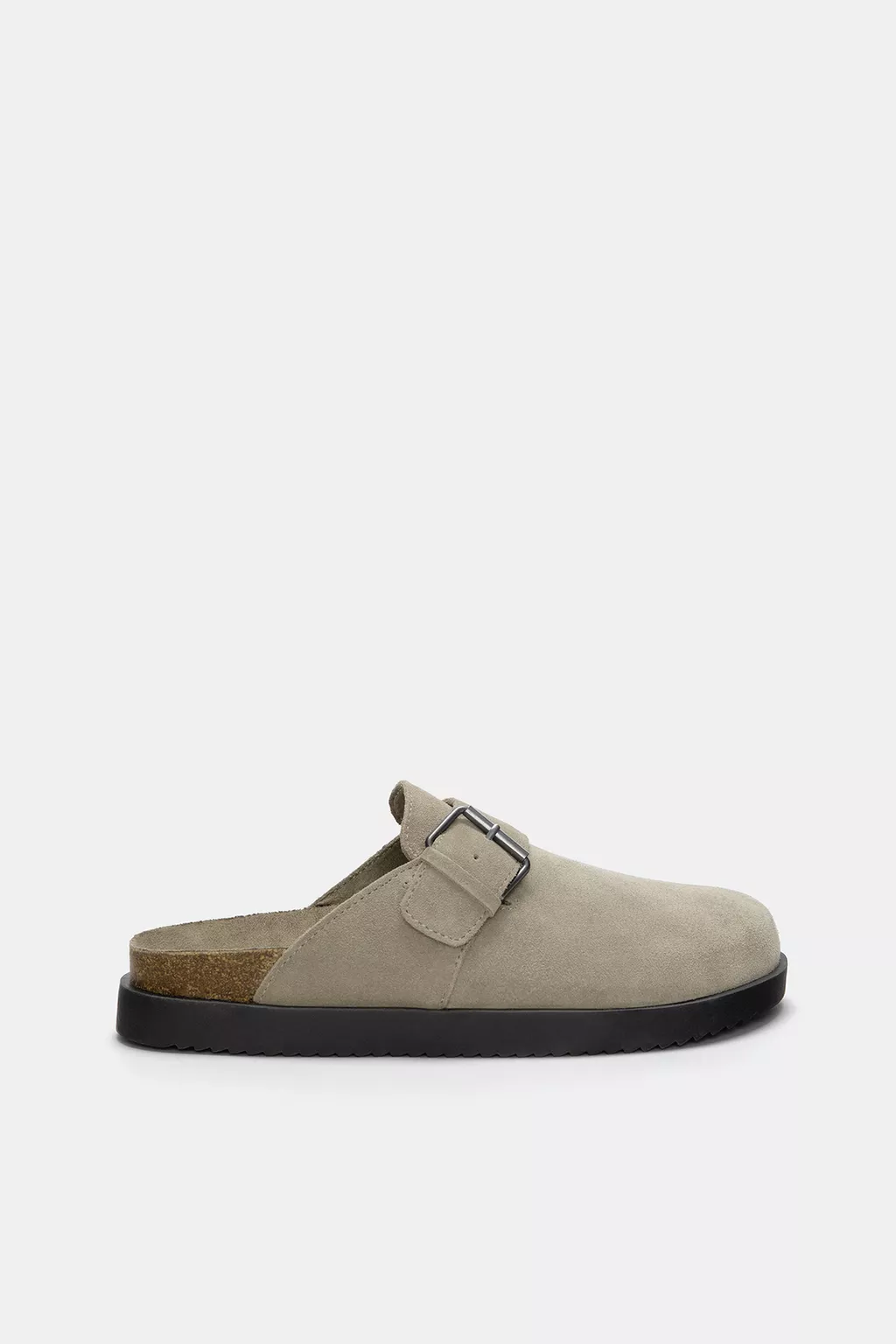 Leather clogs with buckle