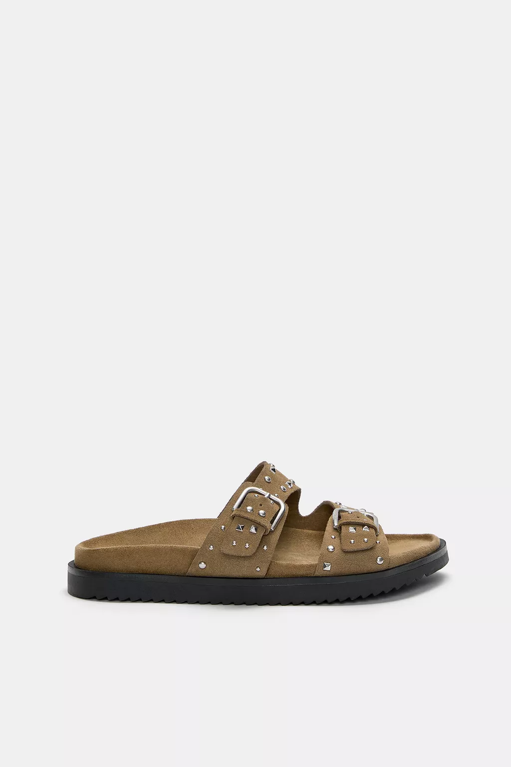 Studded leather sandals with buckles