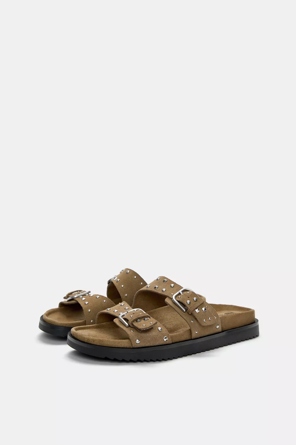 Studded leather sandals with buckles