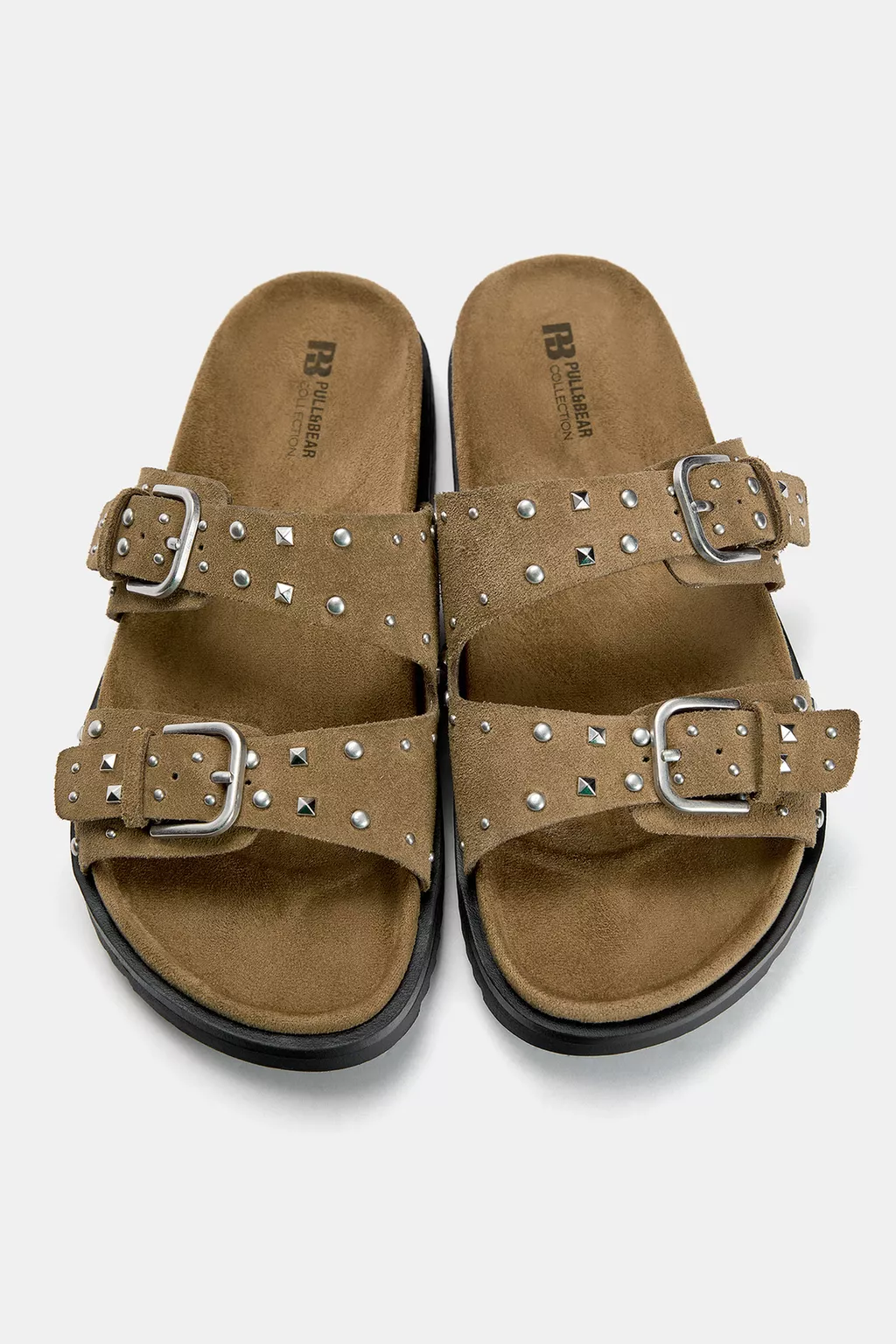 Studded leather sandals with buckles