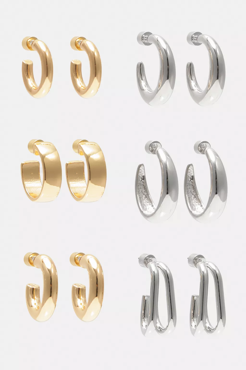 Pack of 6 pairs of hoop earrings