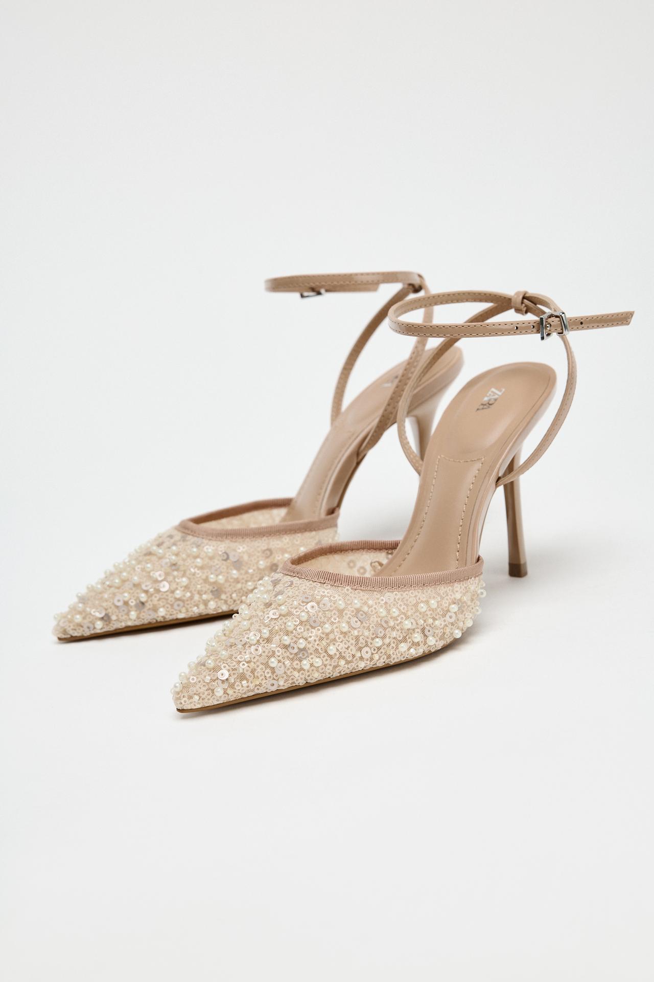 EMBROIDERED MESH SLINGBACKS