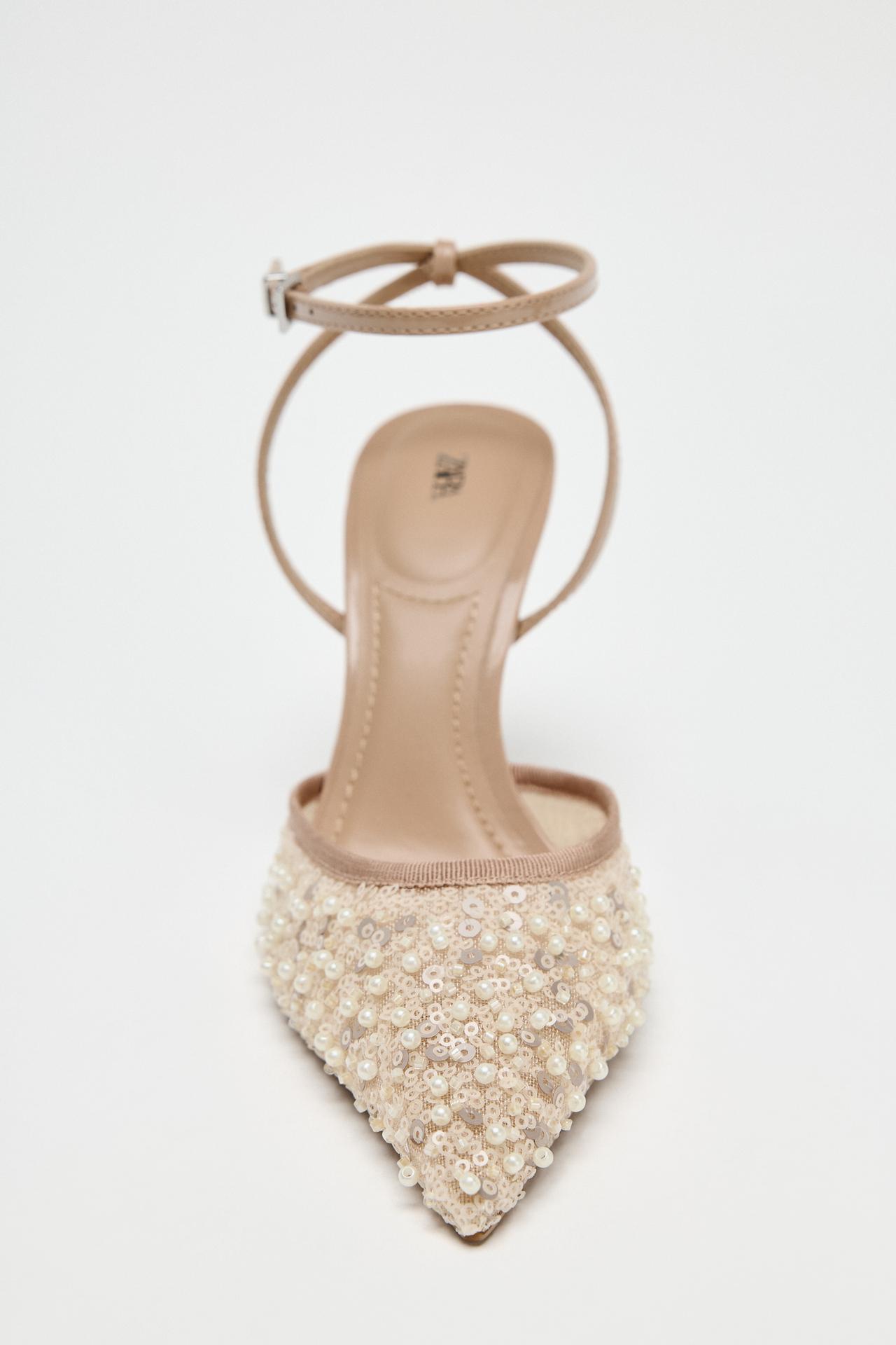 EMBROIDERED MESH SLINGBACKS