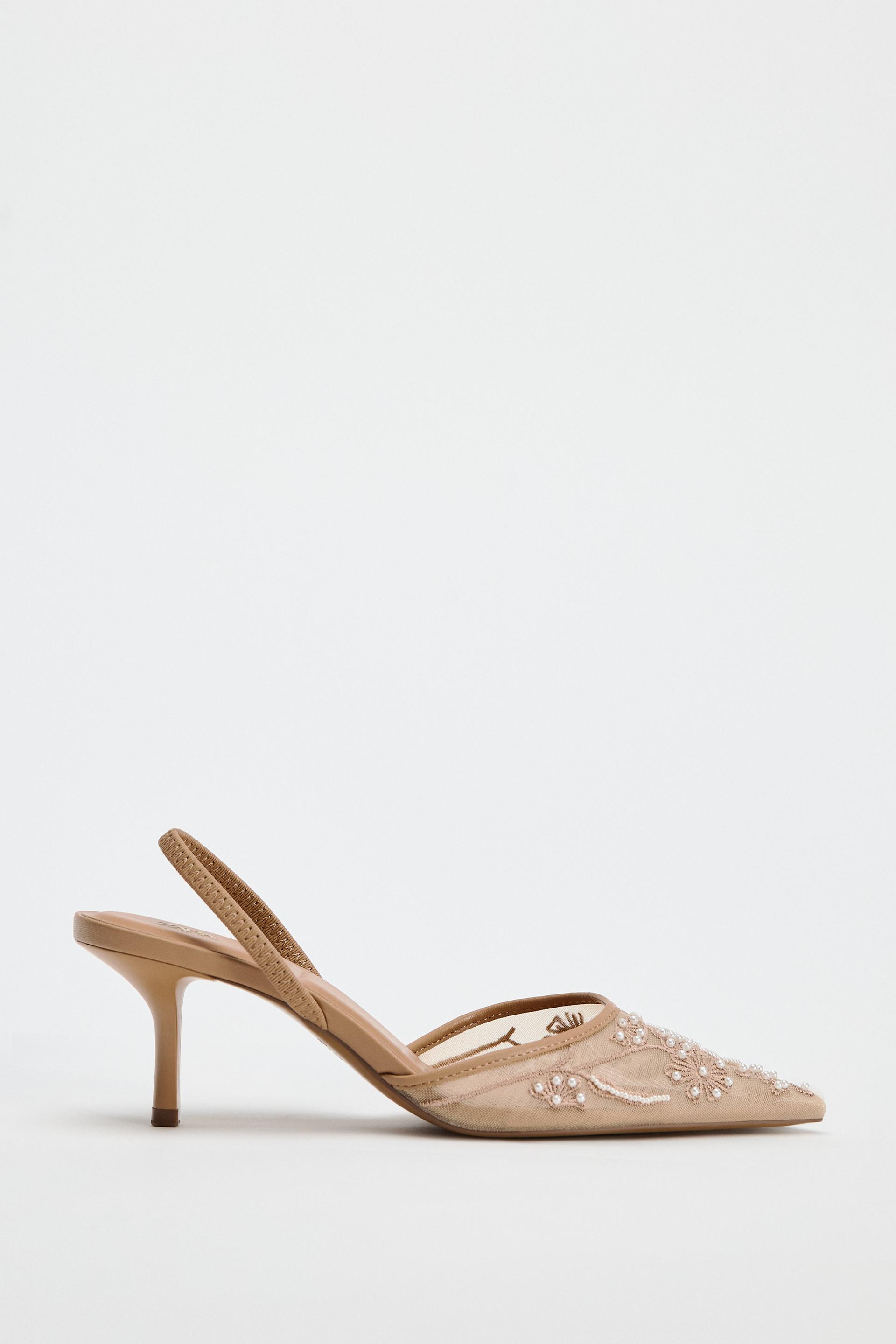 EMBROIDERED MESH SLINGBACKS