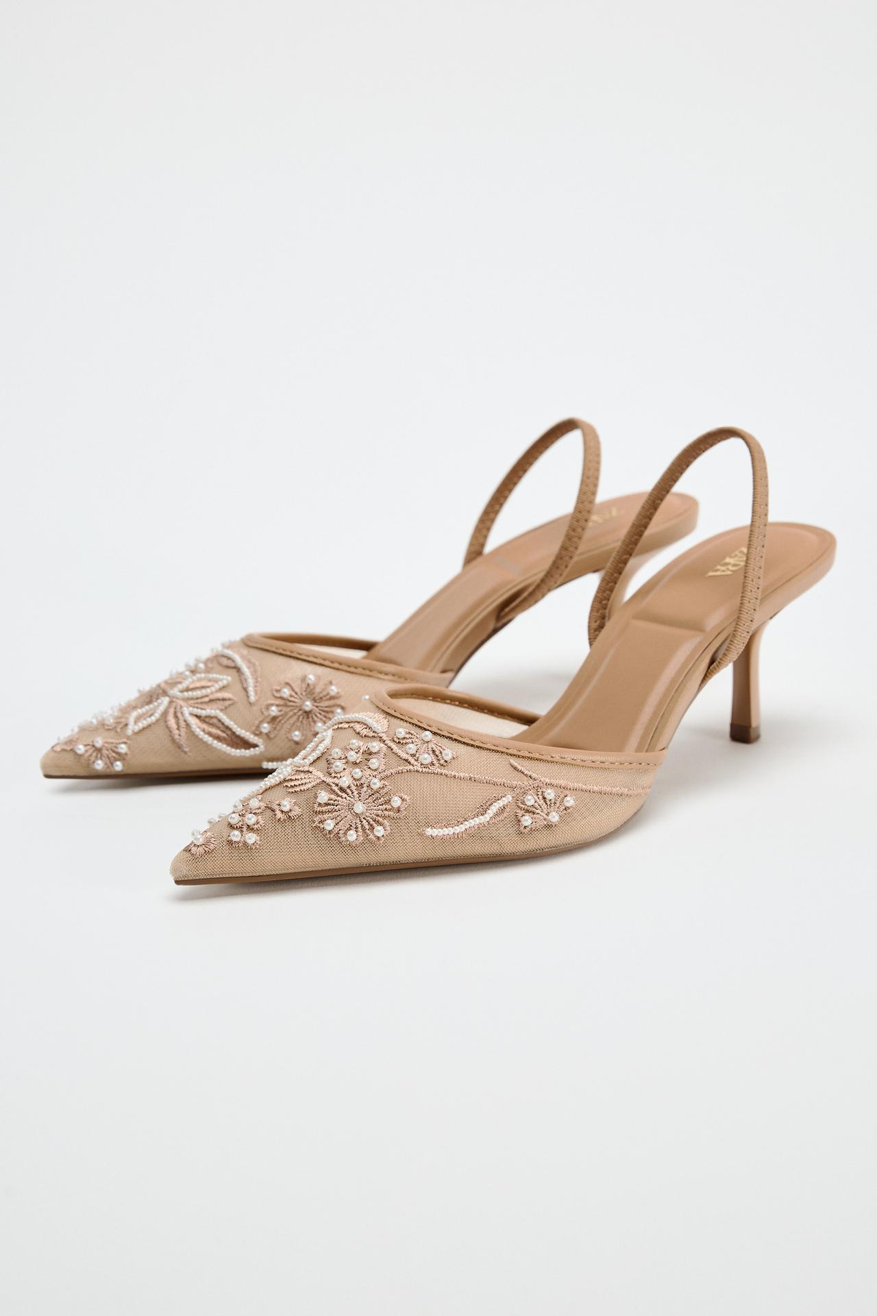 EMBROIDERED MESH SLINGBACKS