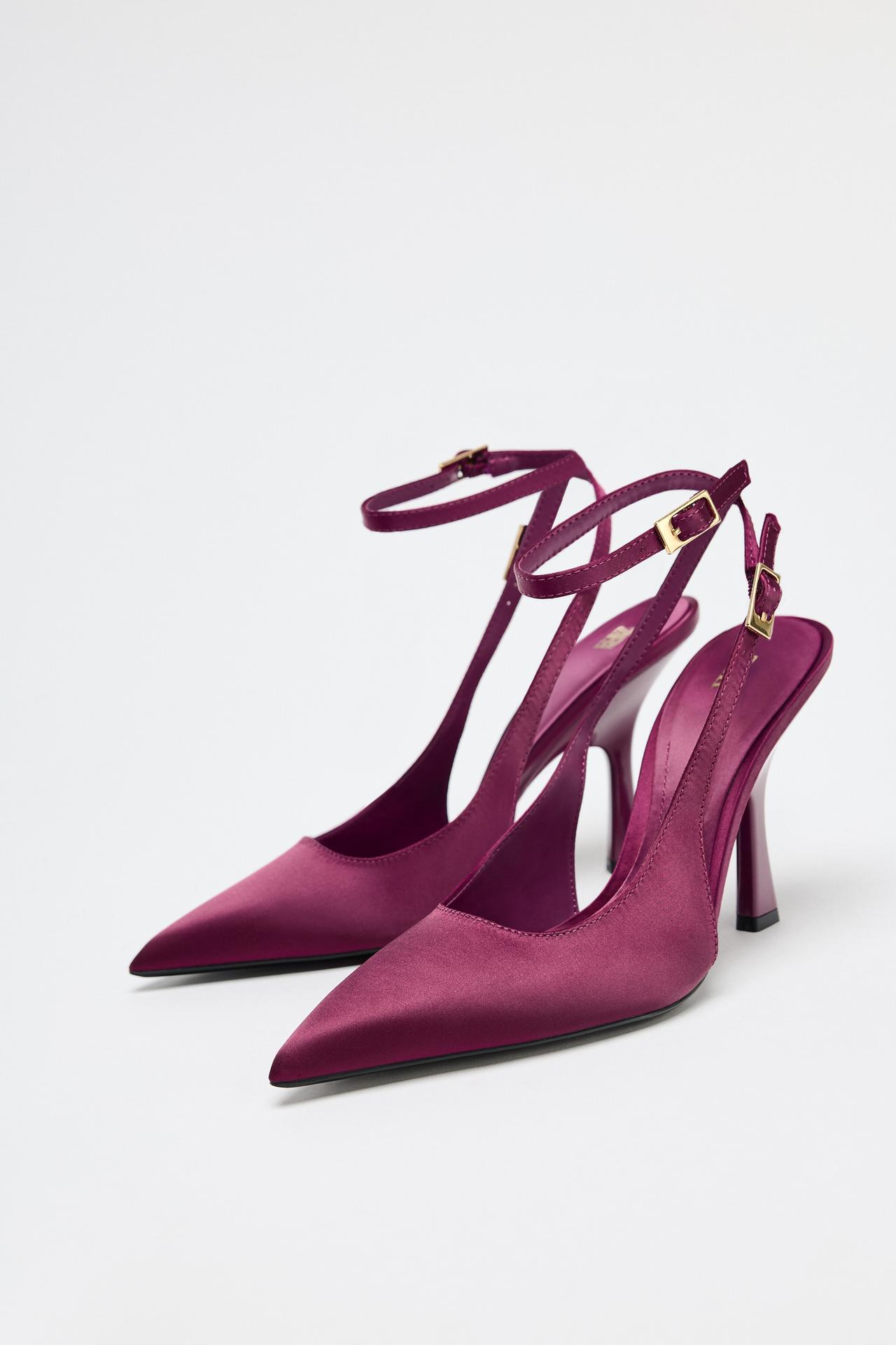 SATIN-EFFECT SLINGBACK SHOES