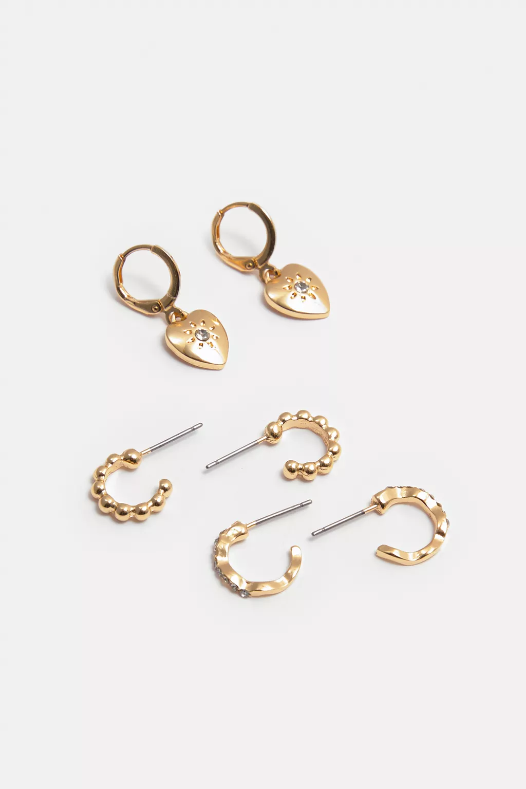 Pack of 9 pairs of gold-toned earrings
