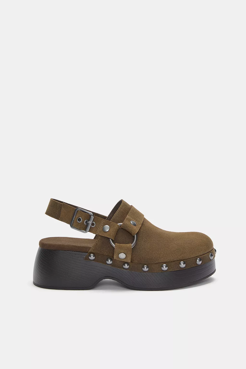 Buckled leather clogs