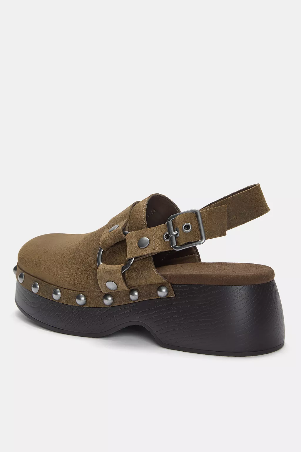 Buckled leather clogs