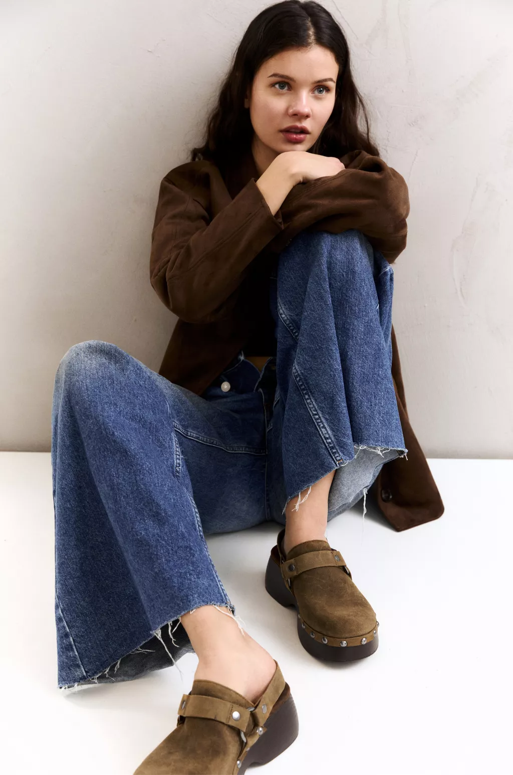 Buckled leather clogs