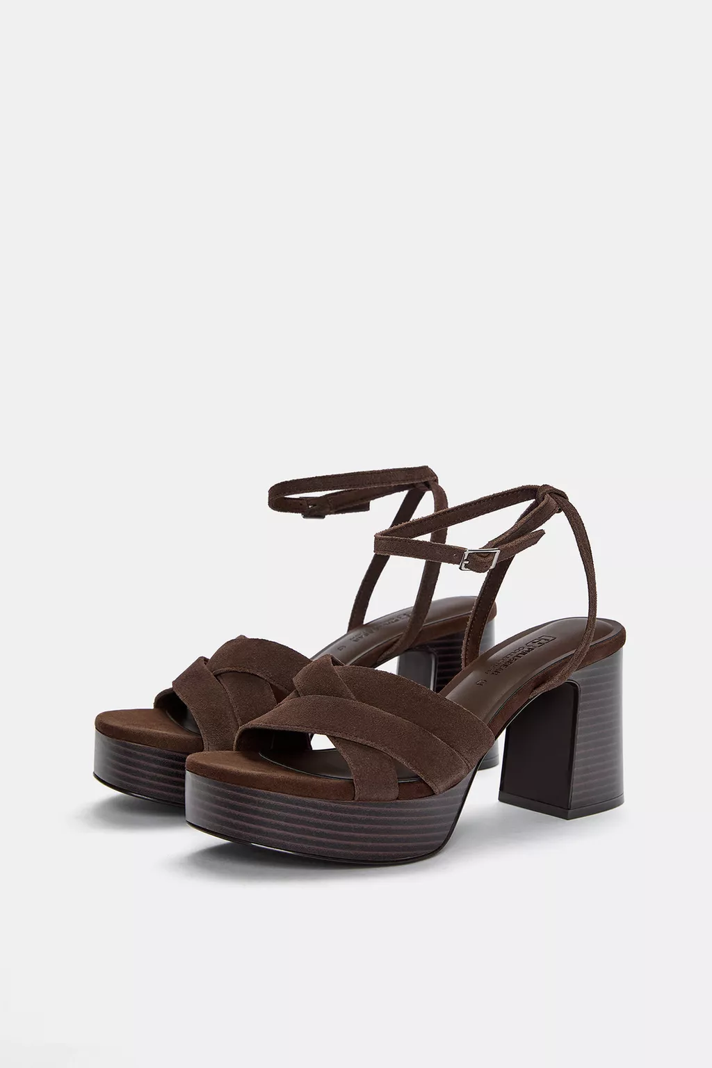 Leather high-heel platform sandals