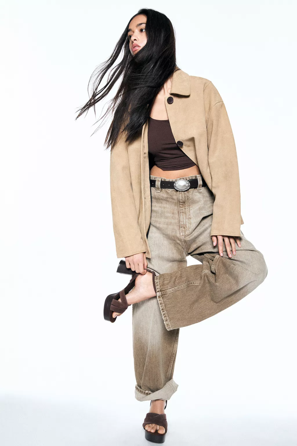 Leather high-heel platform sandals