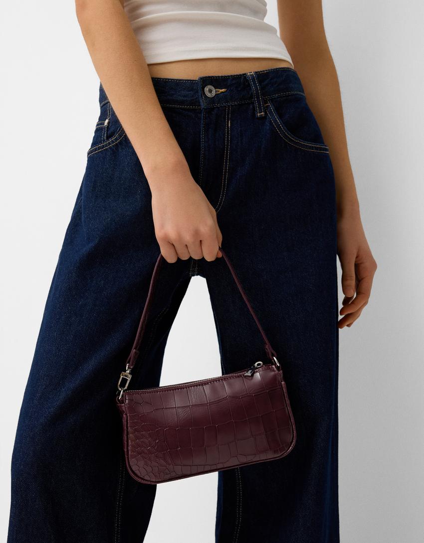 Burgundy leather effect mini bag