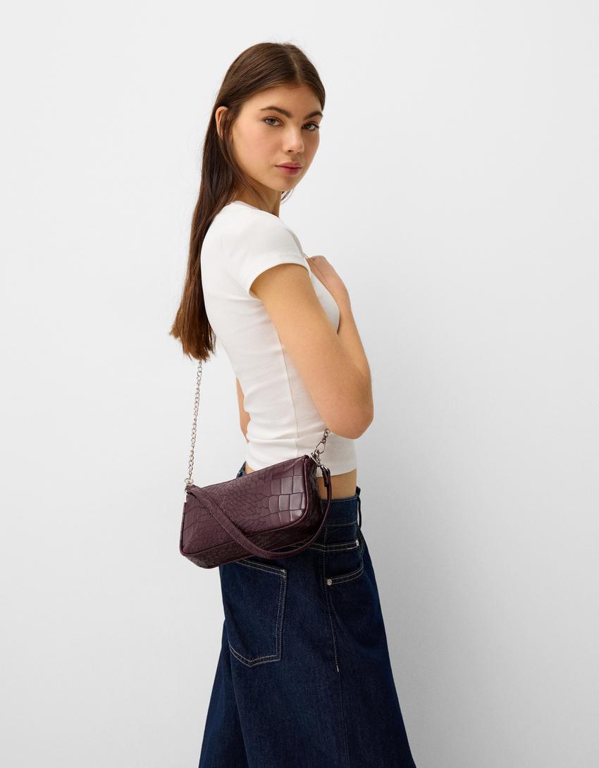 Burgundy leather effect mini bag