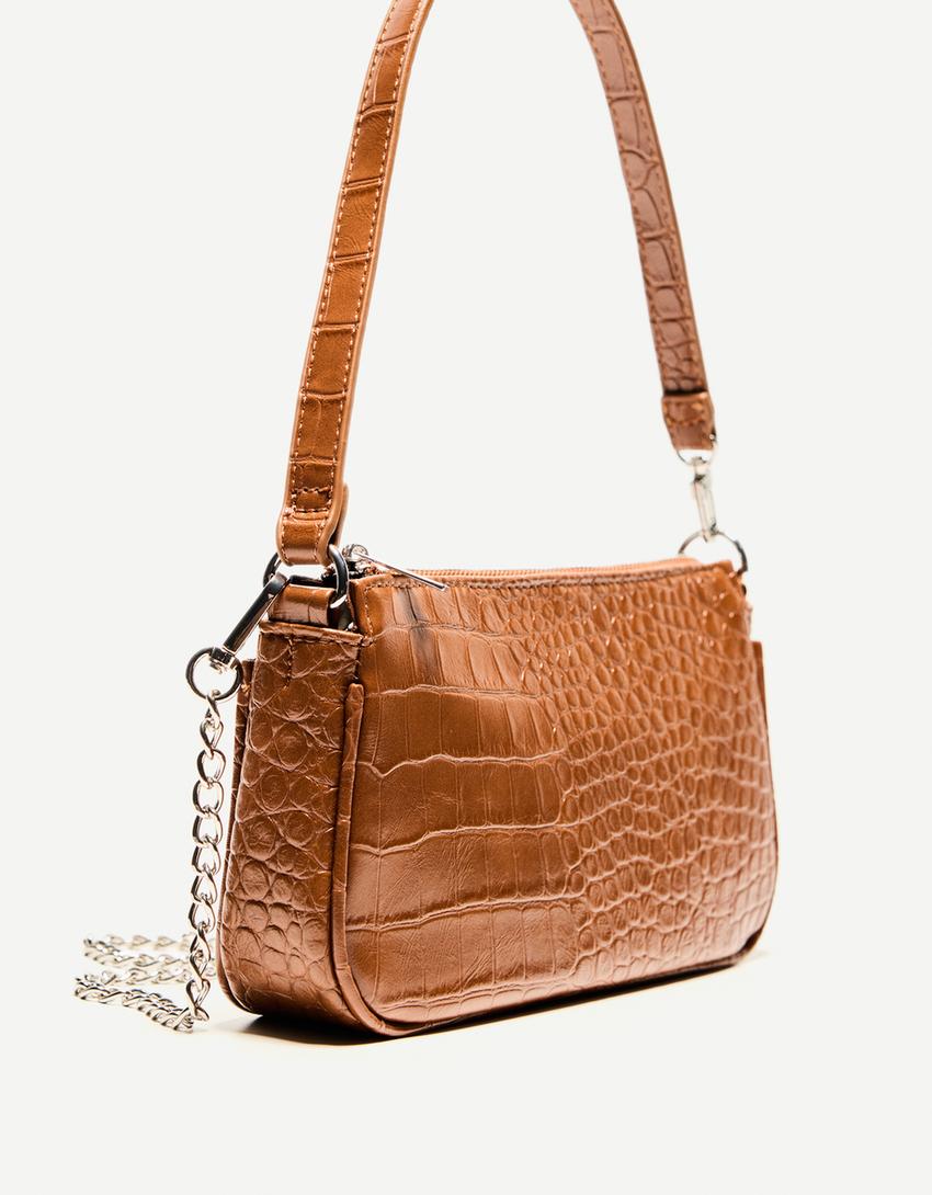 Camel leather effect mini bag