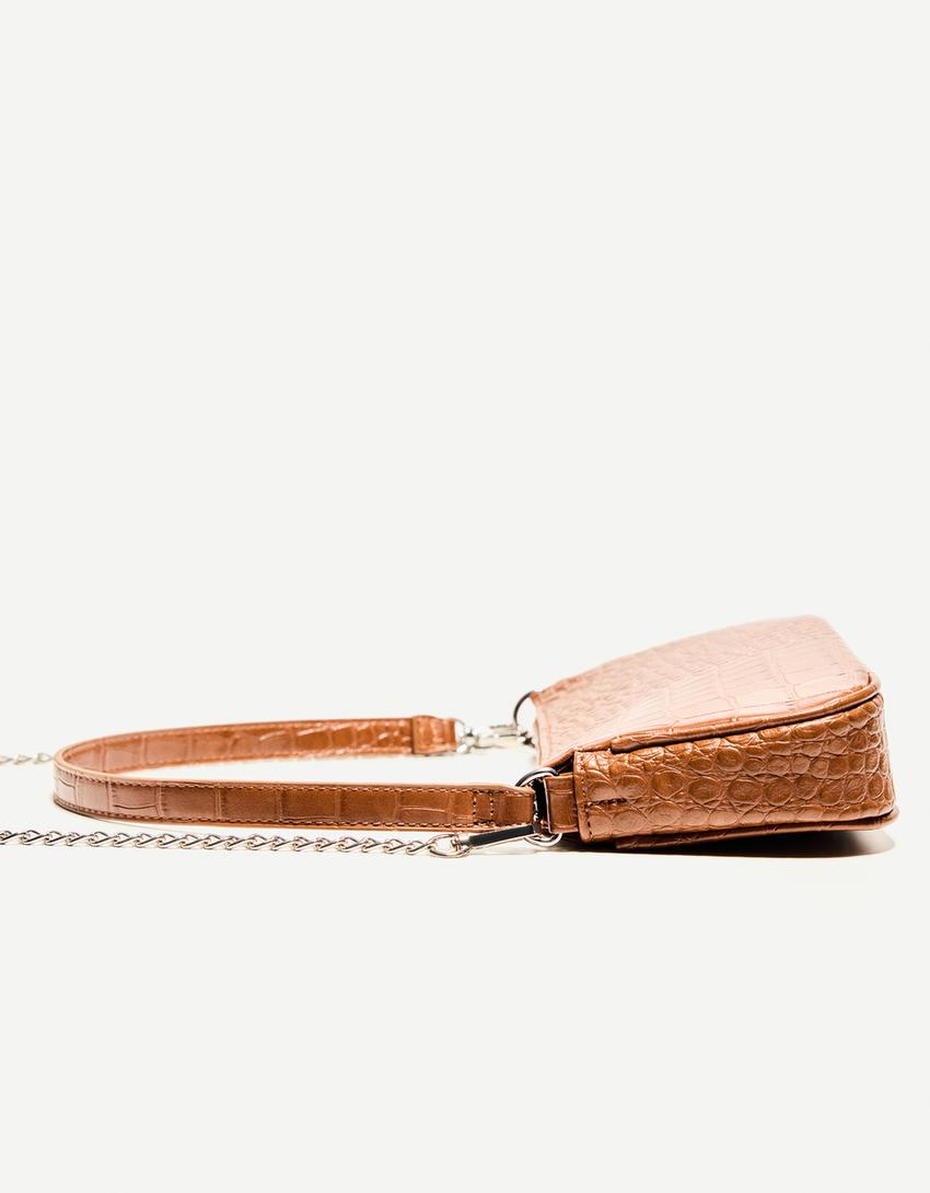 Camel leather effect mini bag